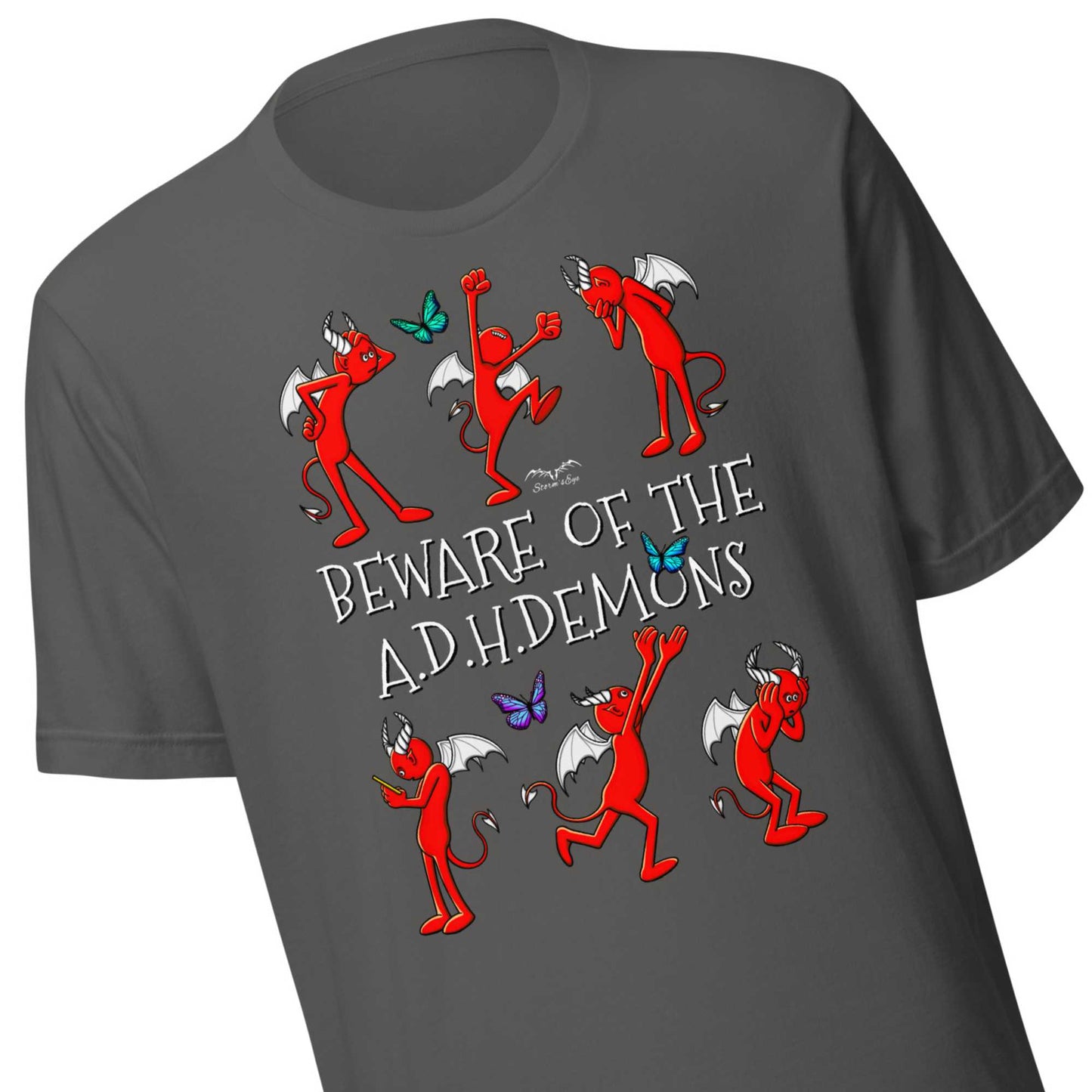 ADHD Demons shirt by Stormseye, grey, zoom view