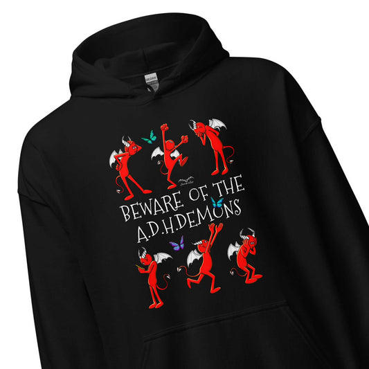 adhd demons hoodie by stormseye design black, zoom view