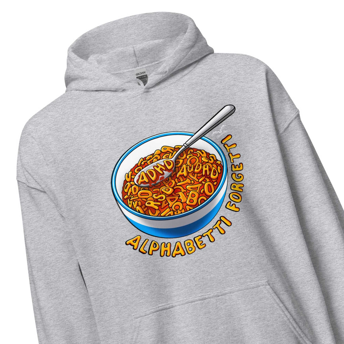 adhd spaghetti hoodie by stormseye design sports grey, zoom view