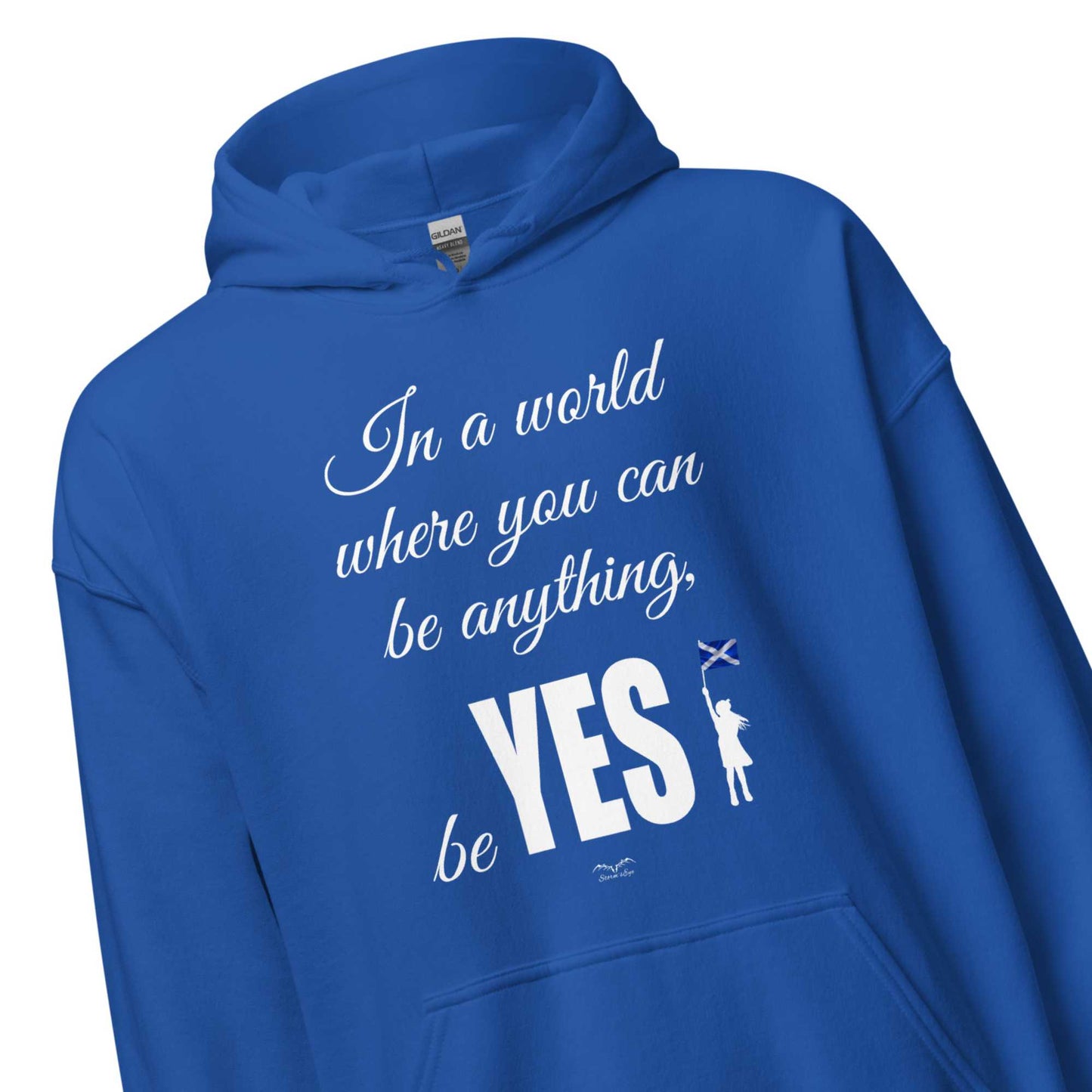 be yes scottish independence Hoodie by Stormseye Design, royal blue zoomed view
