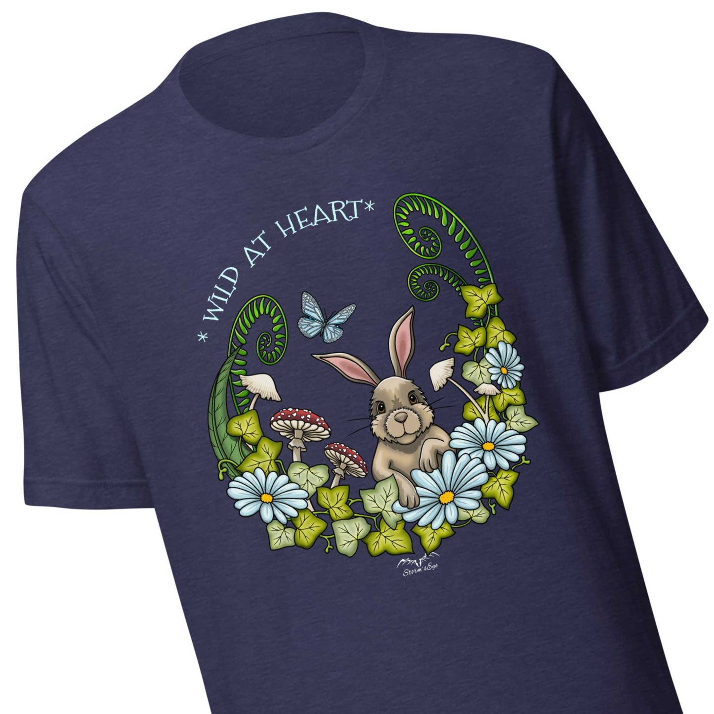 Cute Rabbit T-shirt by Stormseye, navy heather, zoom view