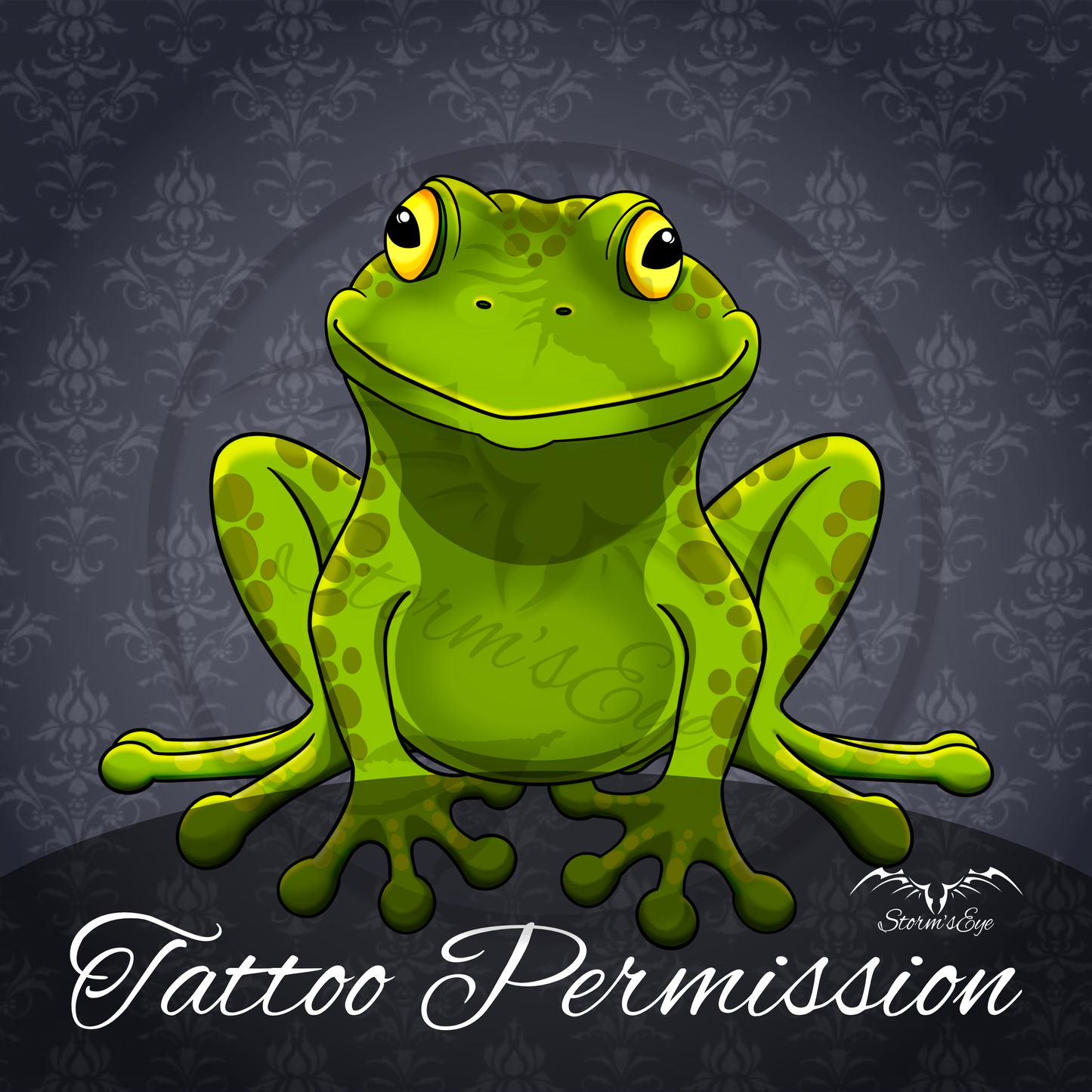 Green Frog tattoo design by Stormseye Design