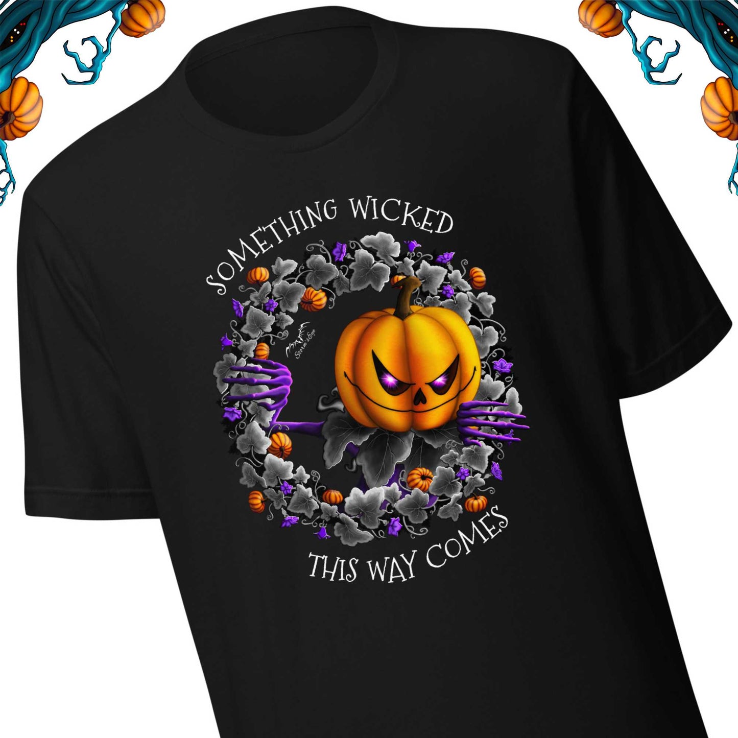 Stormseye Design Pumpkin King Halloween T shirt detail view black