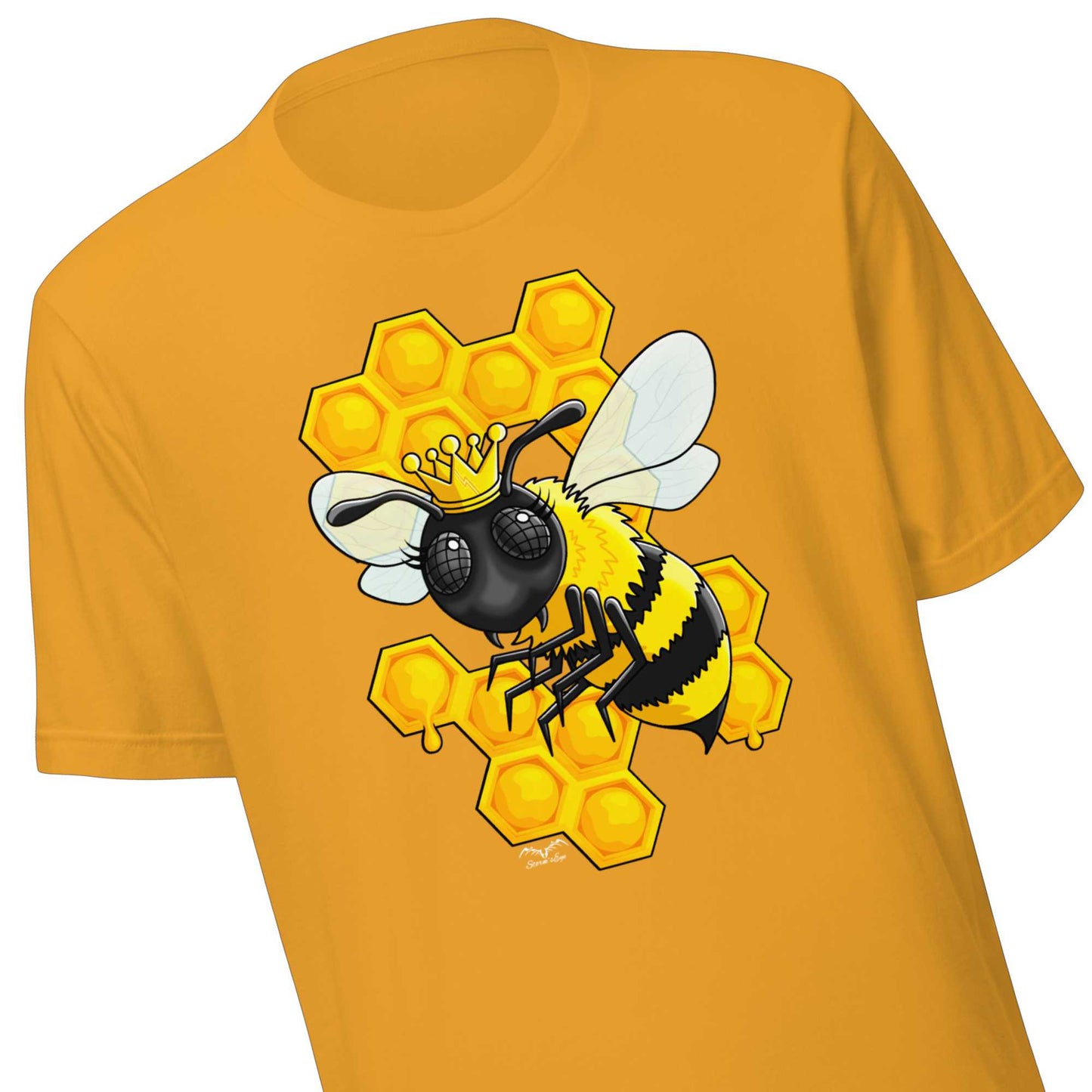 Queen Bee T-shirt by Stormseye, bright yellow, zoom view