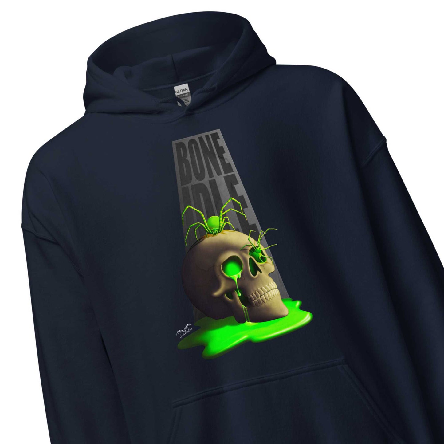Bone Idle Skull And Spiders Hoodie | Gothic Horror Nuclear Waste Sweater | 7 Colours