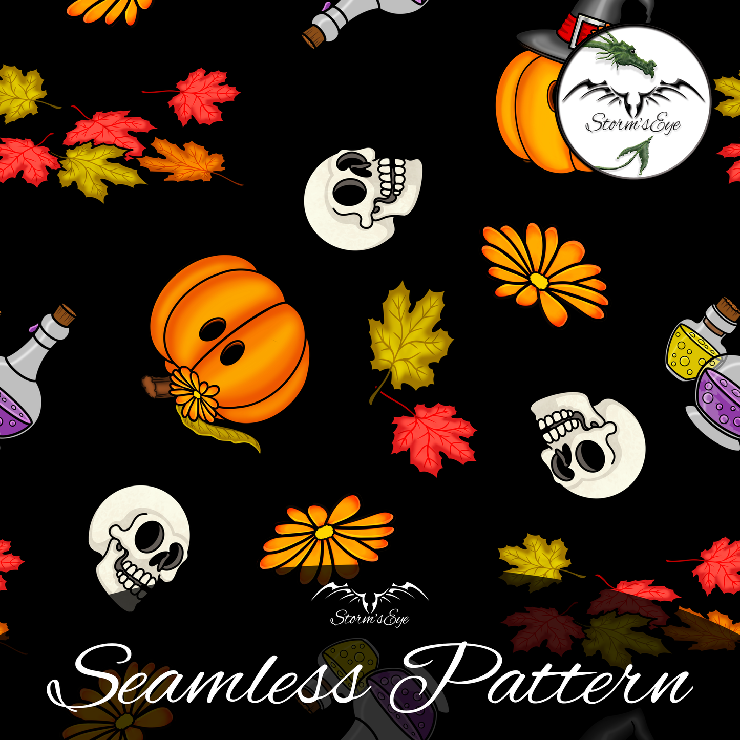 Spooky Season Seamless Pattern Digital File , Stormseye Design