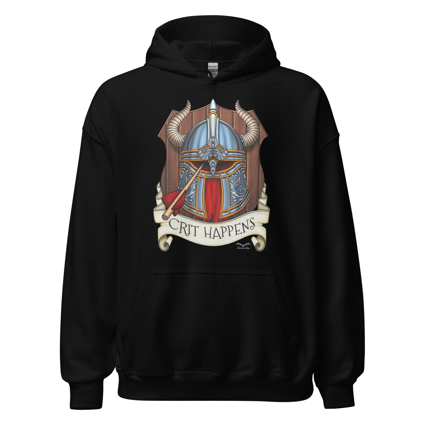 crit happens DnD hoodie black by stormseye design
