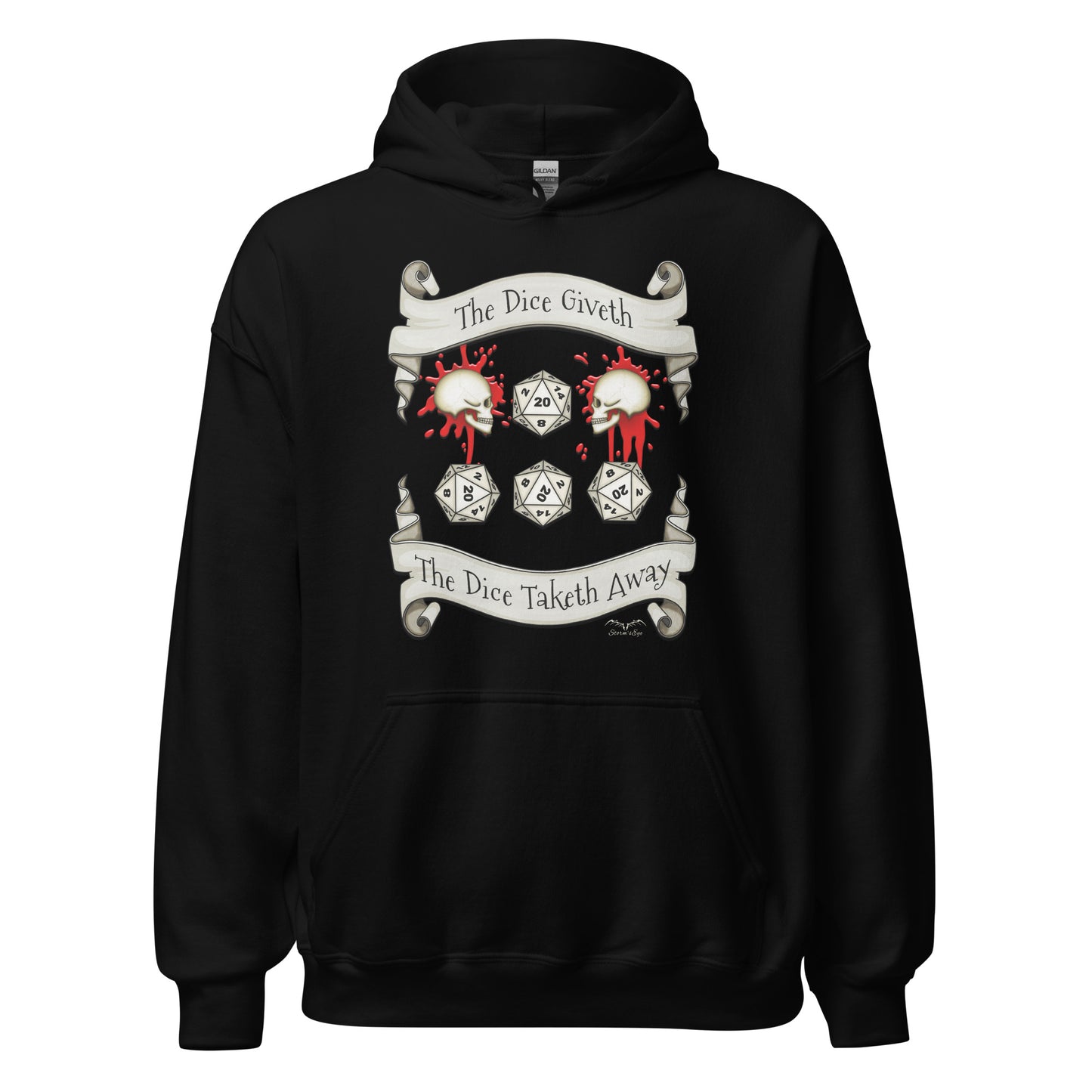 Dungeons And Dragons D20 Dice roll hoodie black by stormseye design