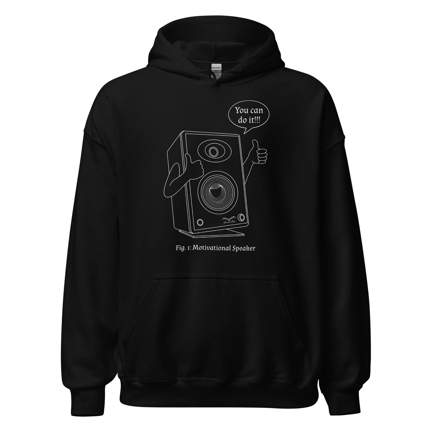 funny motivational speaker hoodie, black, by Stormseye Design