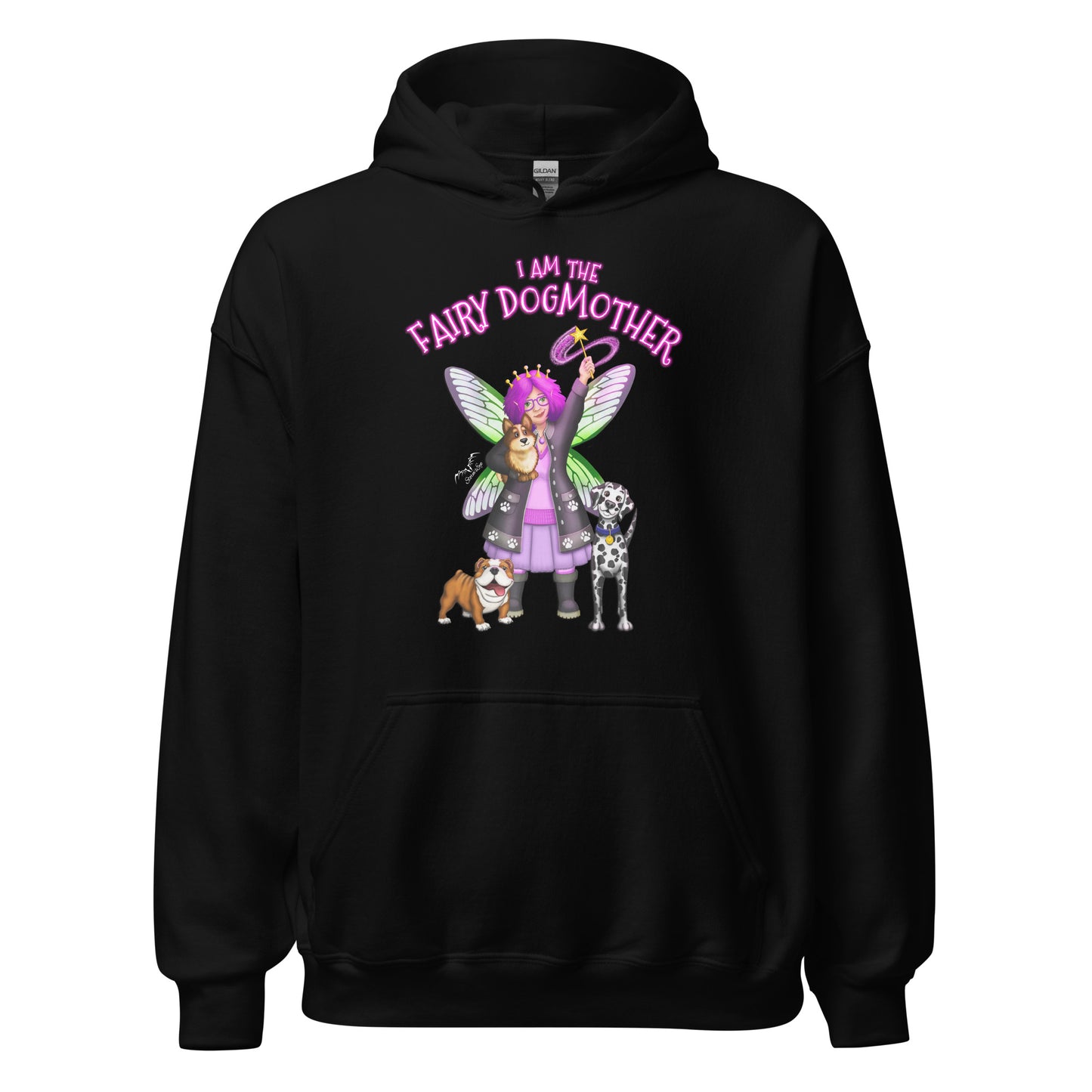 dog mother fairy hoodie black by stormseye design