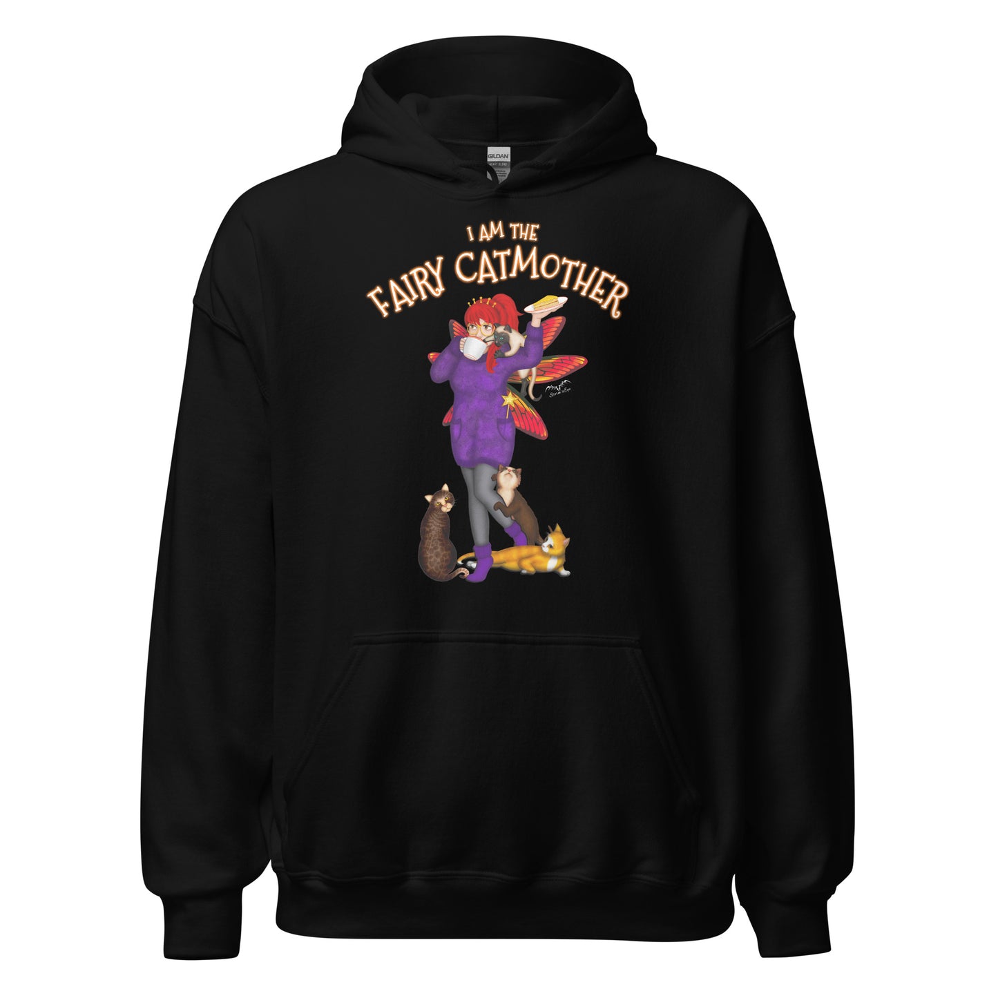 fairy cat mother hoodie for mum, black, by stormseye design