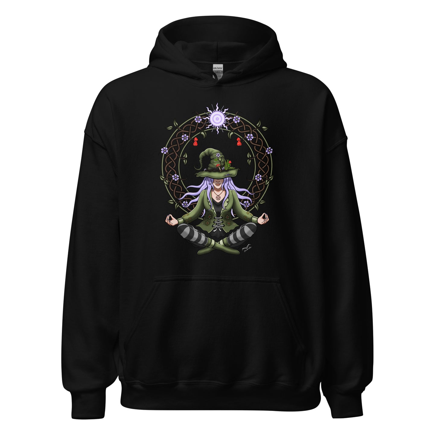 stormseye design hedge witch hoodie flat view black