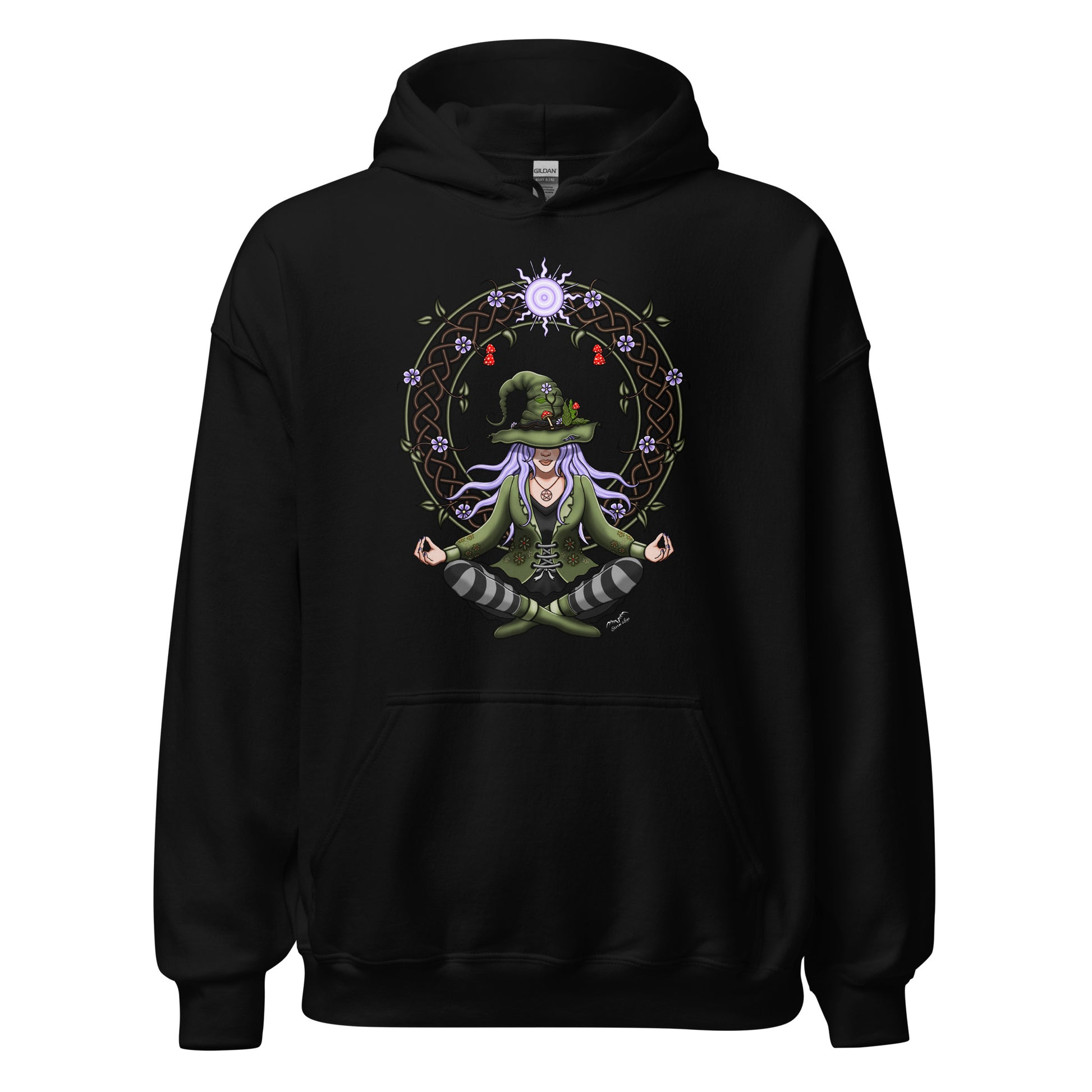 stormseye design hedge witch hoodie flat view black