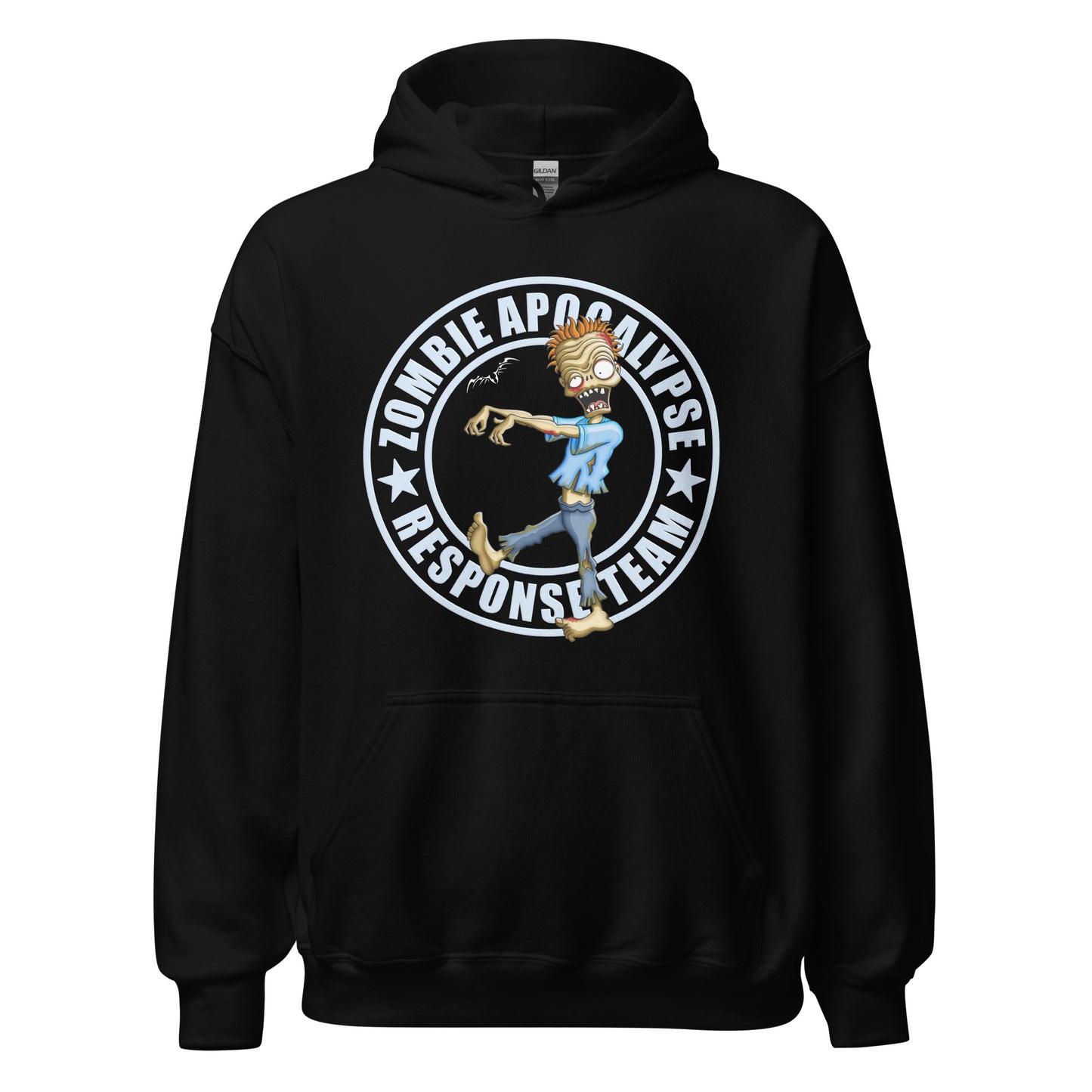 stormseye design zombie apocalypse colour hoodie, flat view black