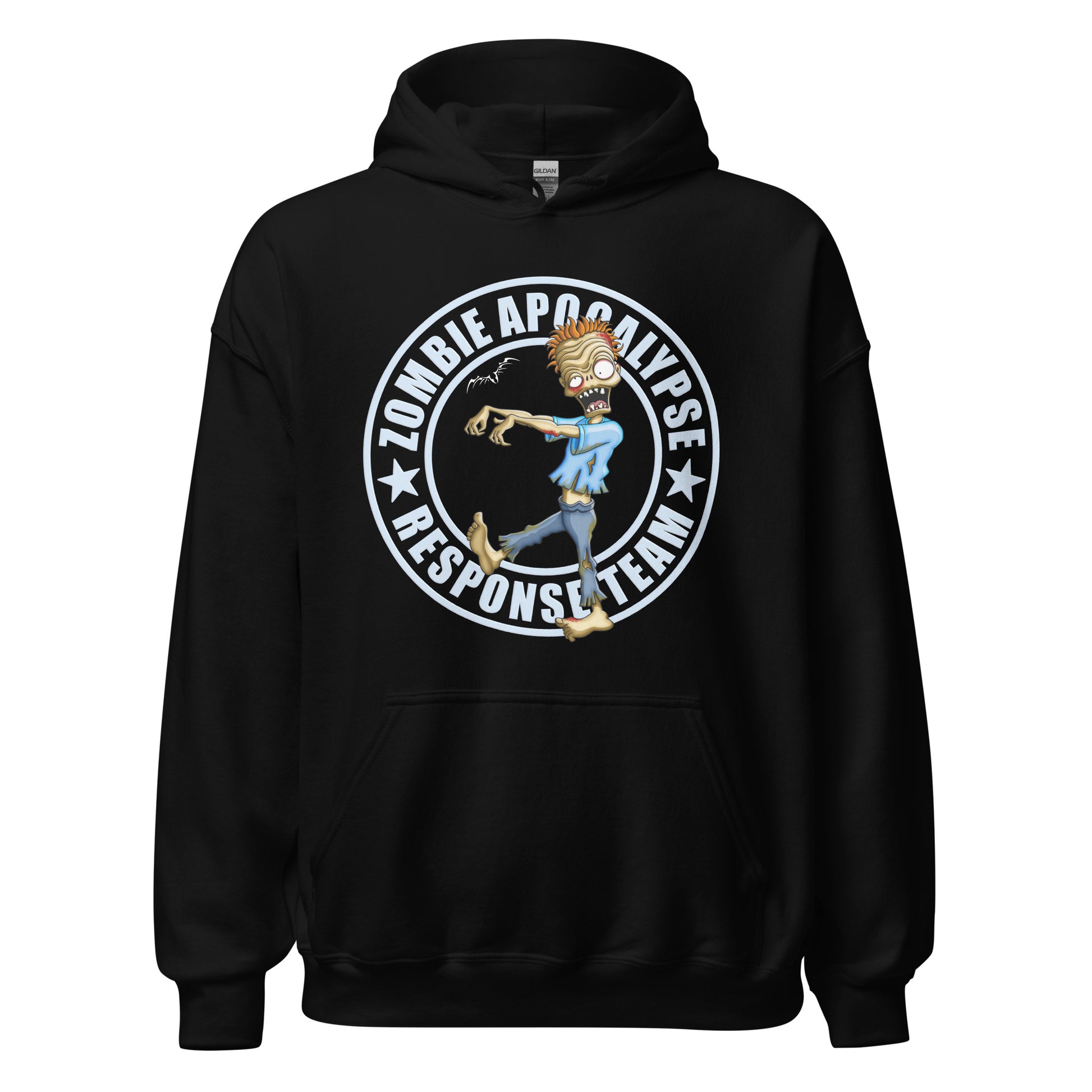 stormseye design zombie apocalypse colour hoodie, flat view black