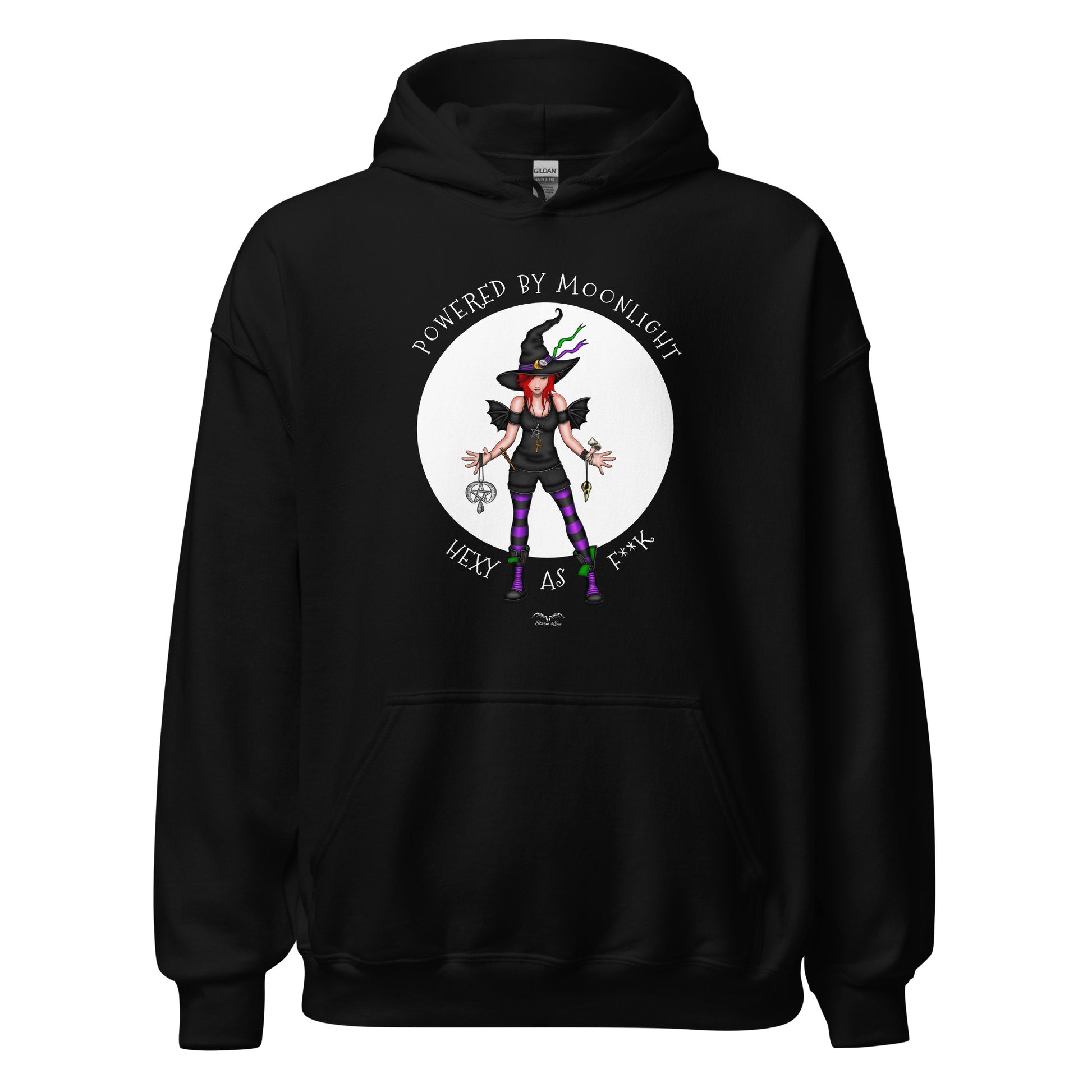 stormseye design hexy witch hoodie flat view black