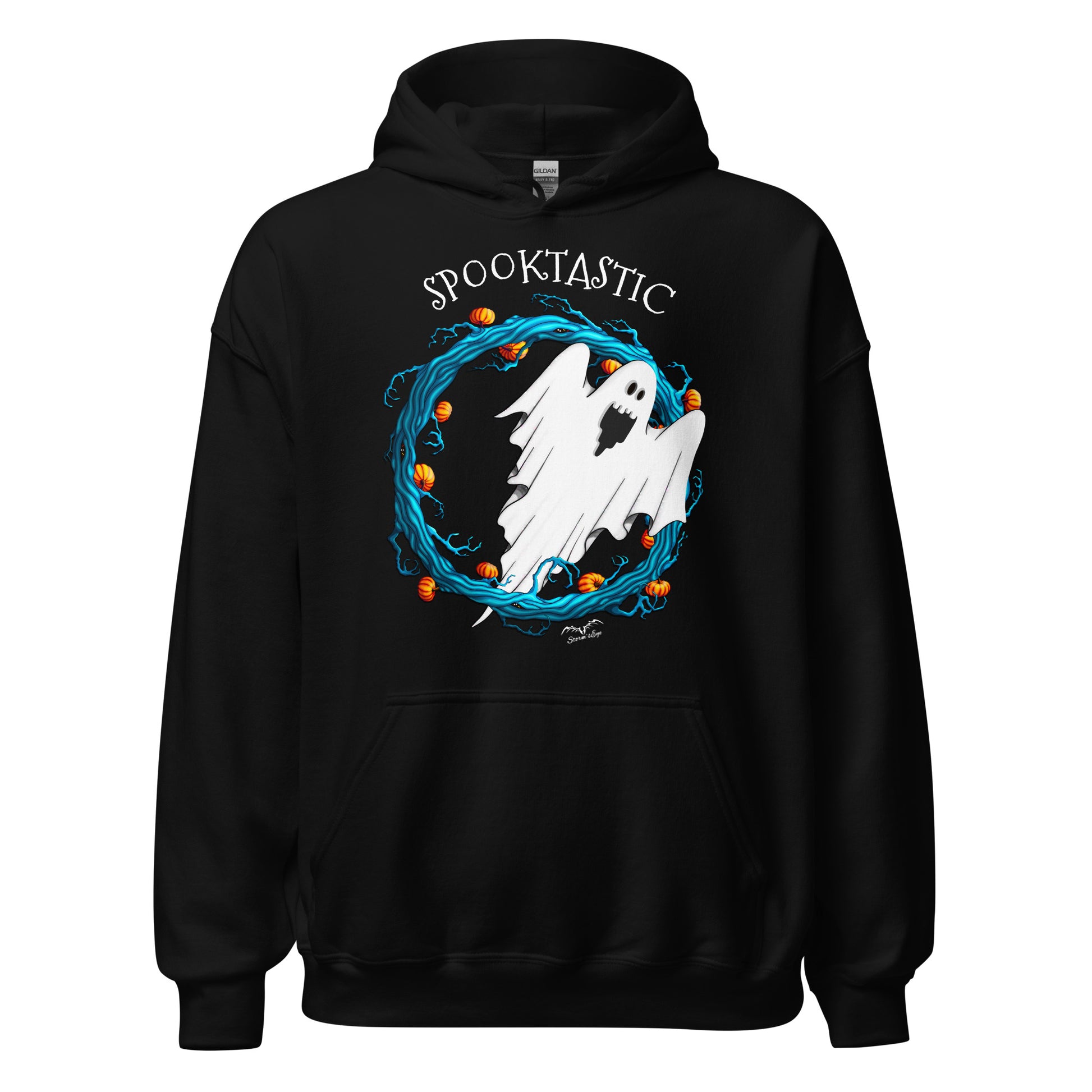stormseye design halloween ghost spooktastic hoodie flat view black