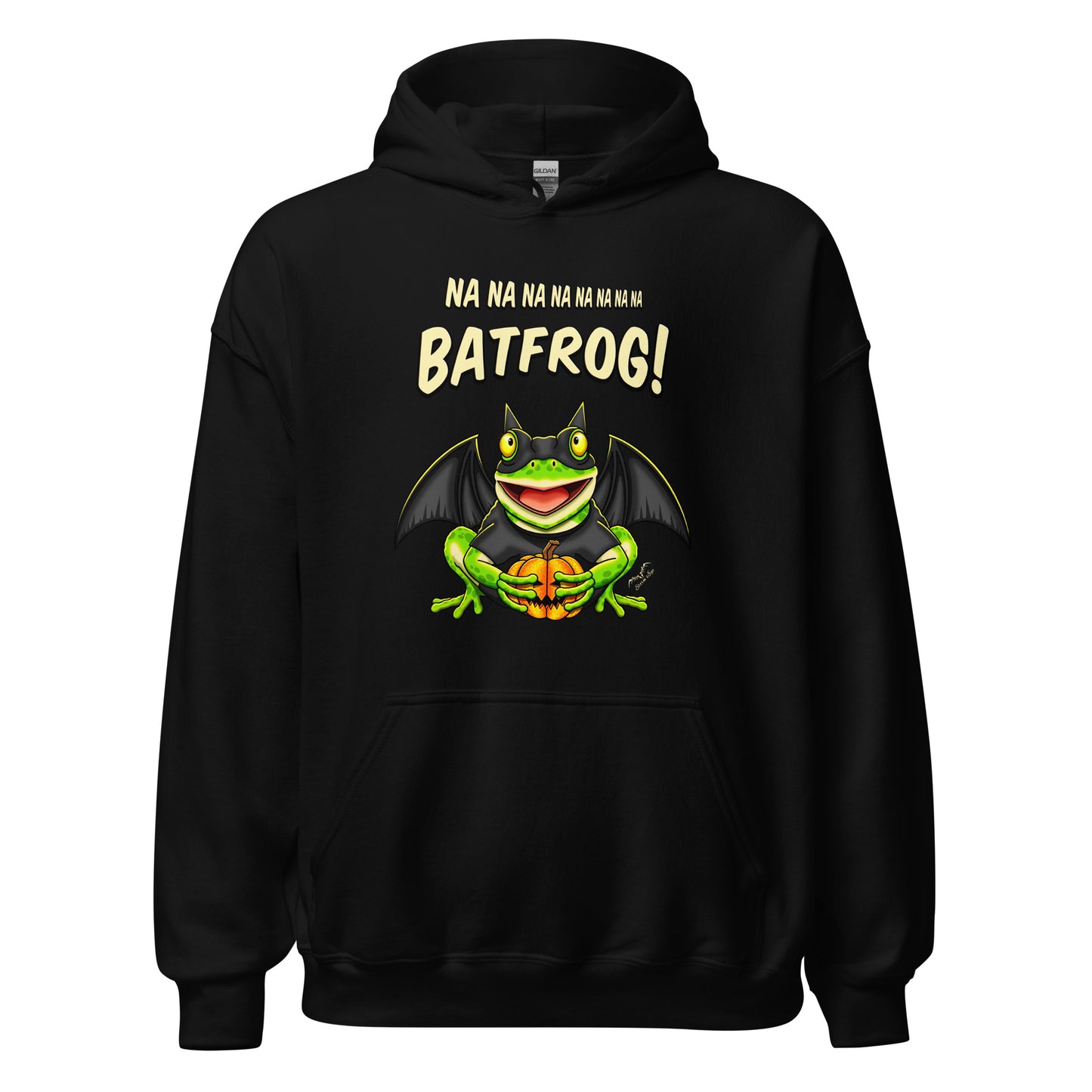 stormseye design batfrog halloween hoodie flat view black
