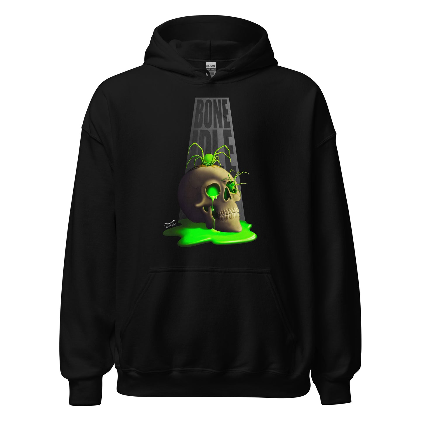 Bone Idle Skull And Spiders Hoodie | Gothic Horror Nuclear Waste Sweater | 7 Colours