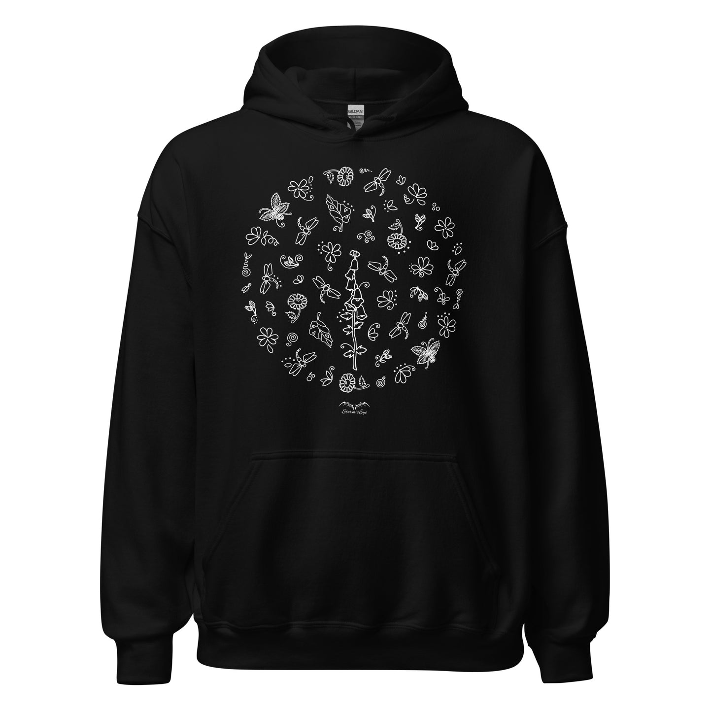 Pretty Dragonflies hoodie by Stormseye, black