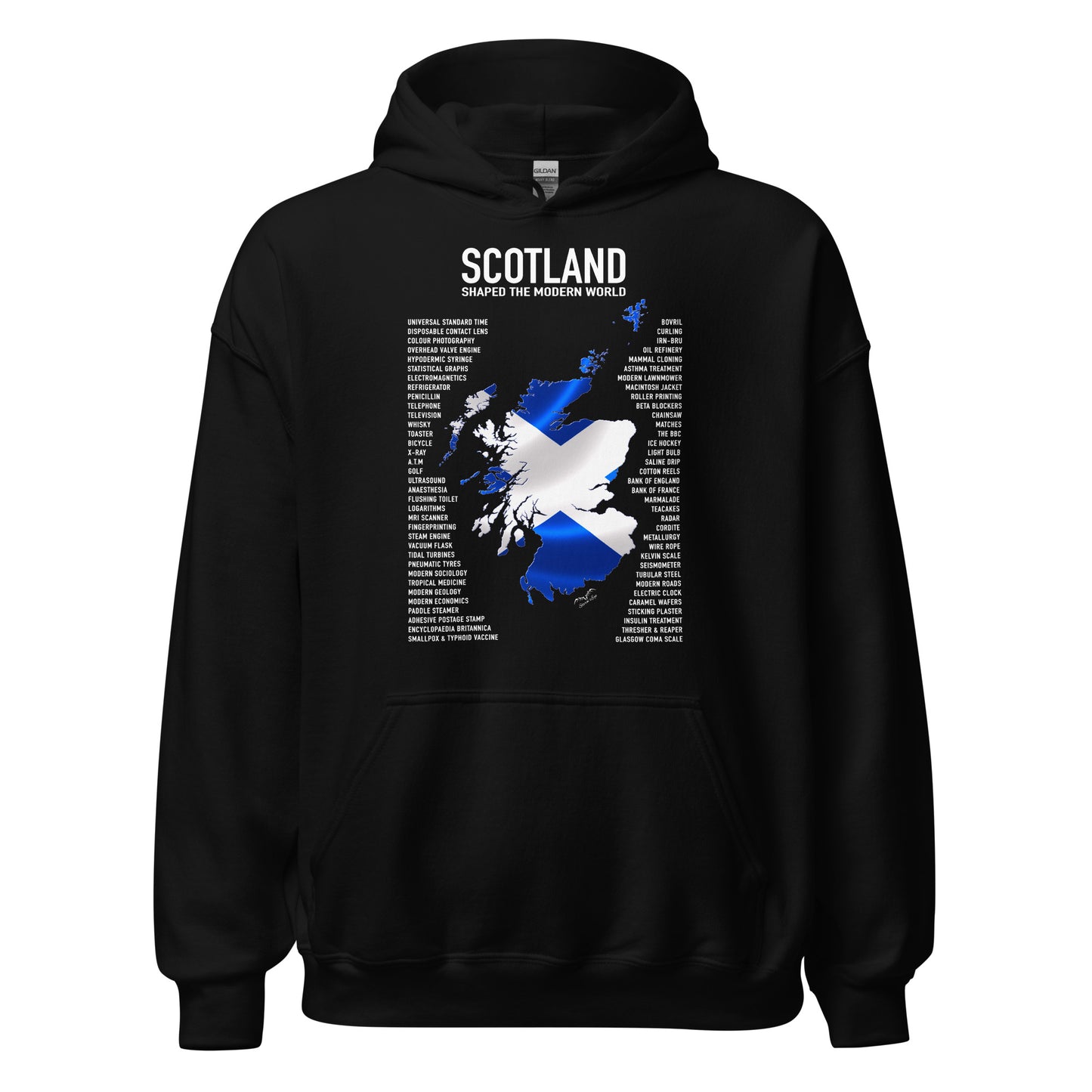 scotland inventions hoodie by Stormseye Design, black