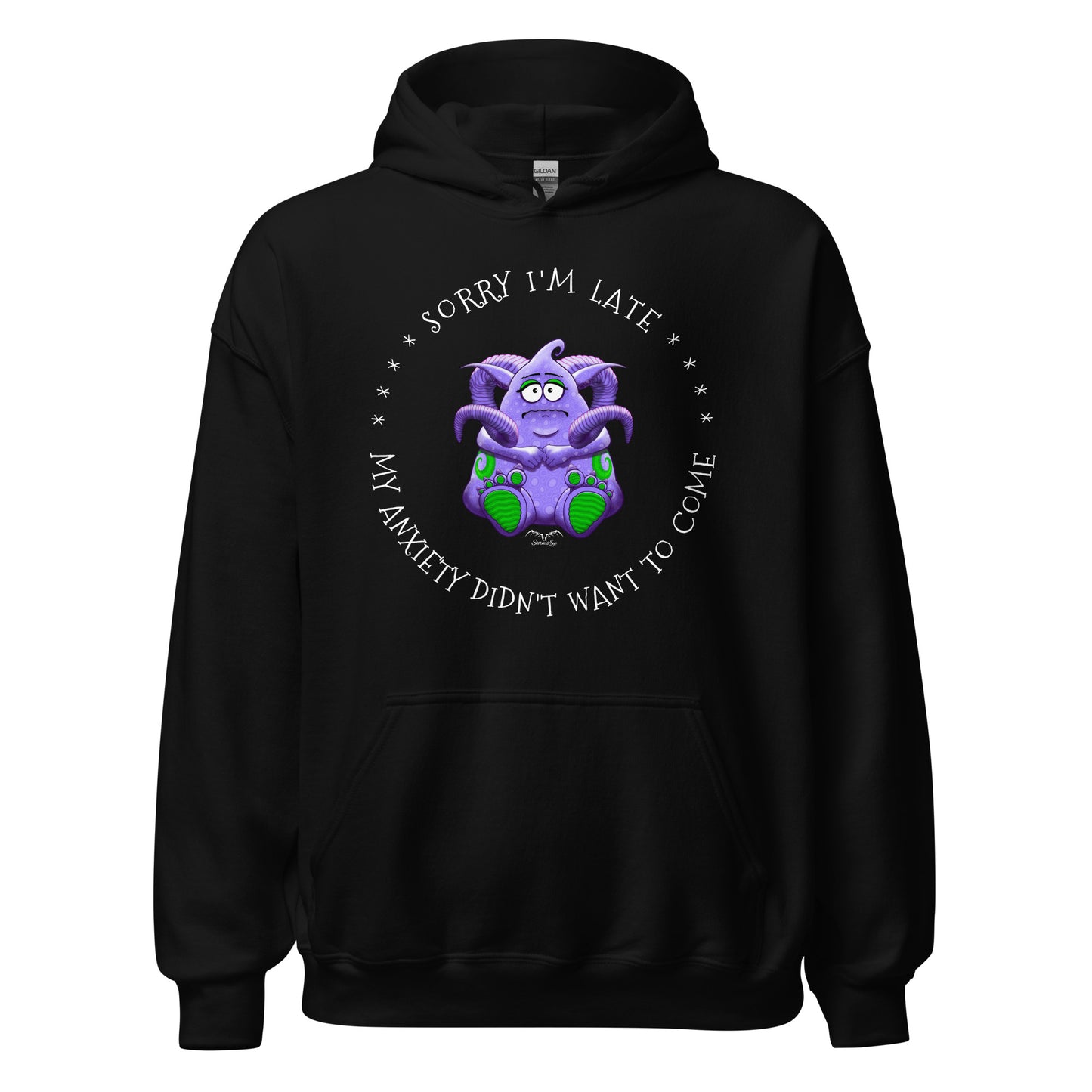 anxiety monster hoodie by stormseye design, black