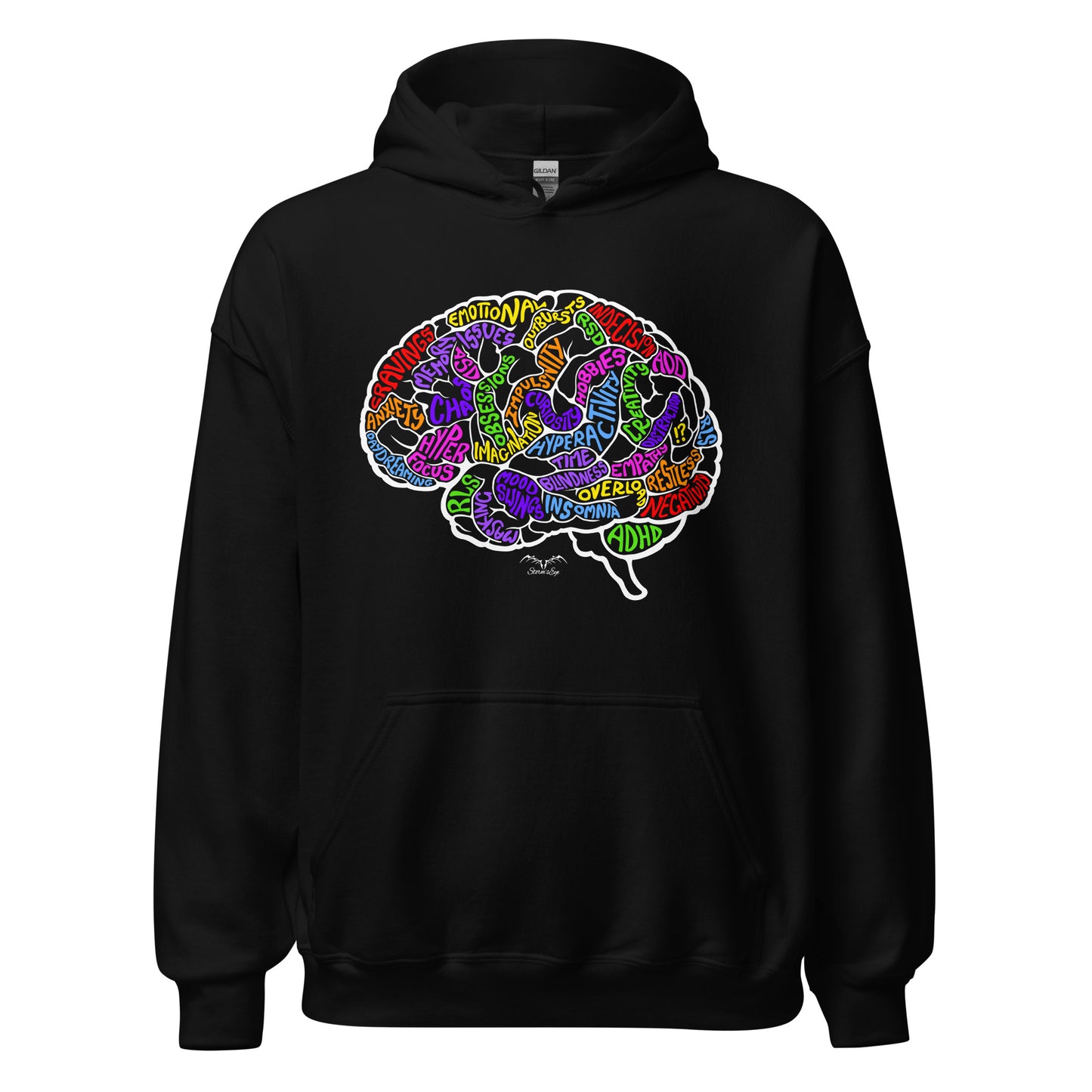 ADHD brain symptoms Hoodie by Stormseye Design black