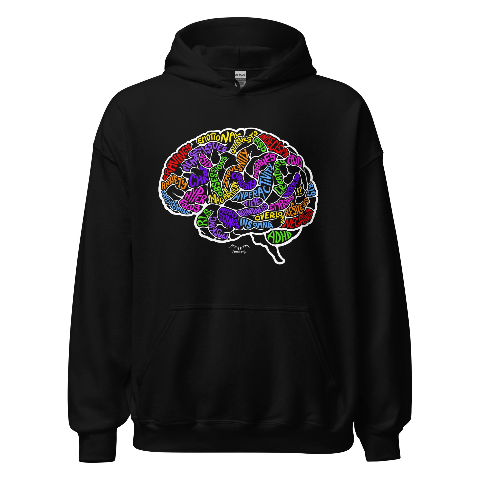 ADHD brain symptoms Hoodie by Stormseye Design black