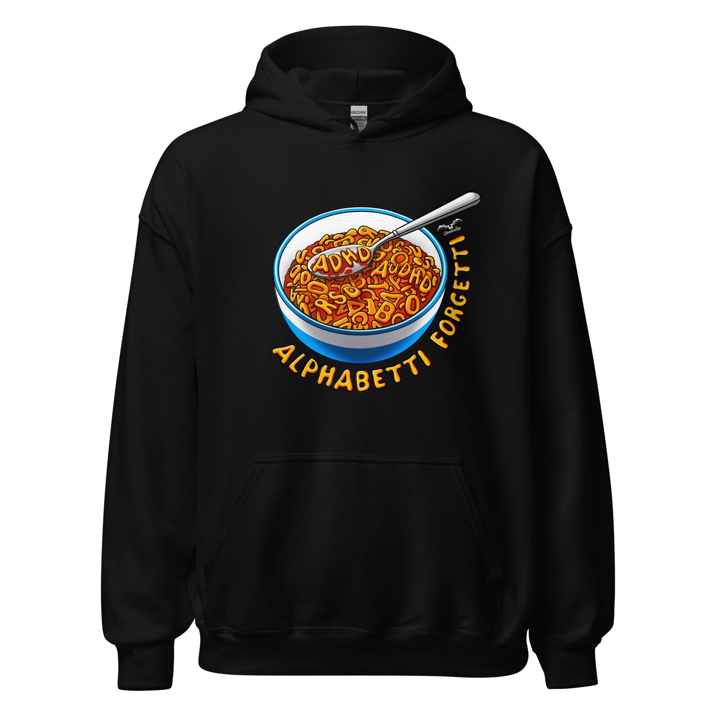 adhd spaghetti hoodie by stormseye design black