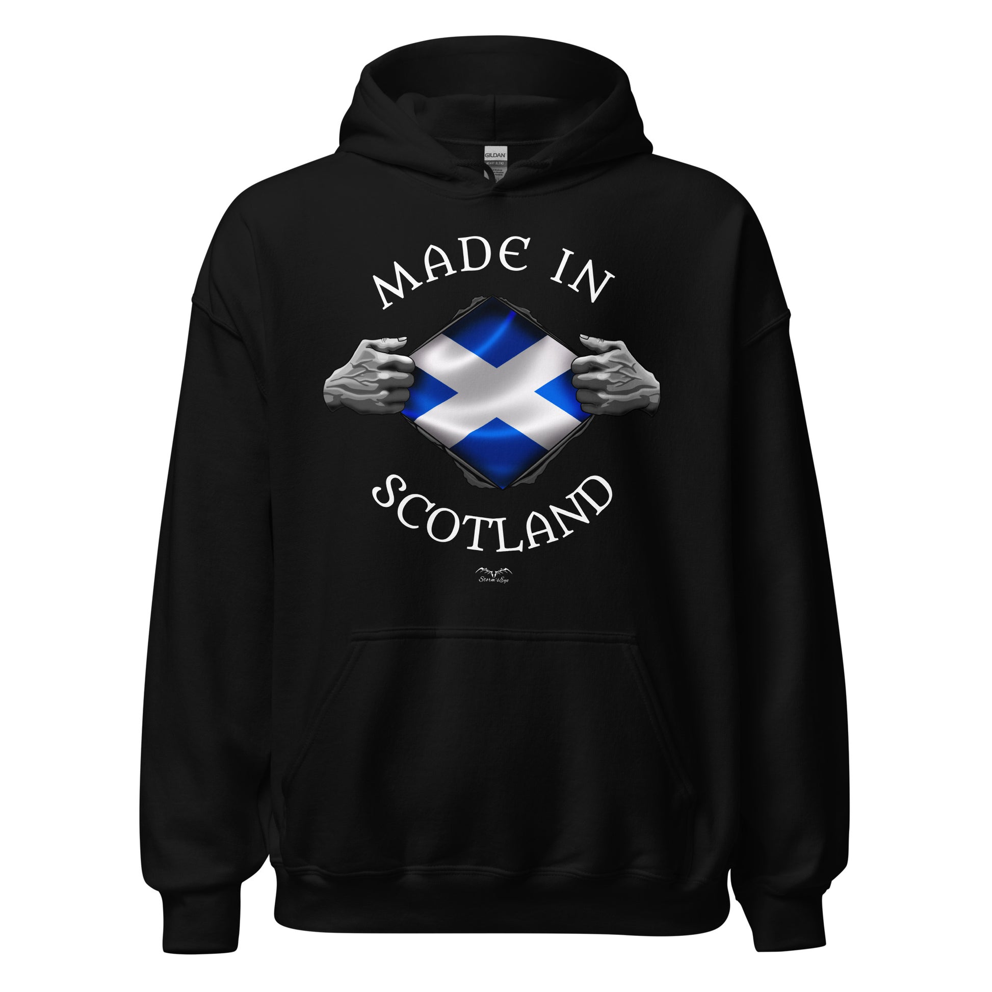 made in scotland hoodie by stormseye design, black