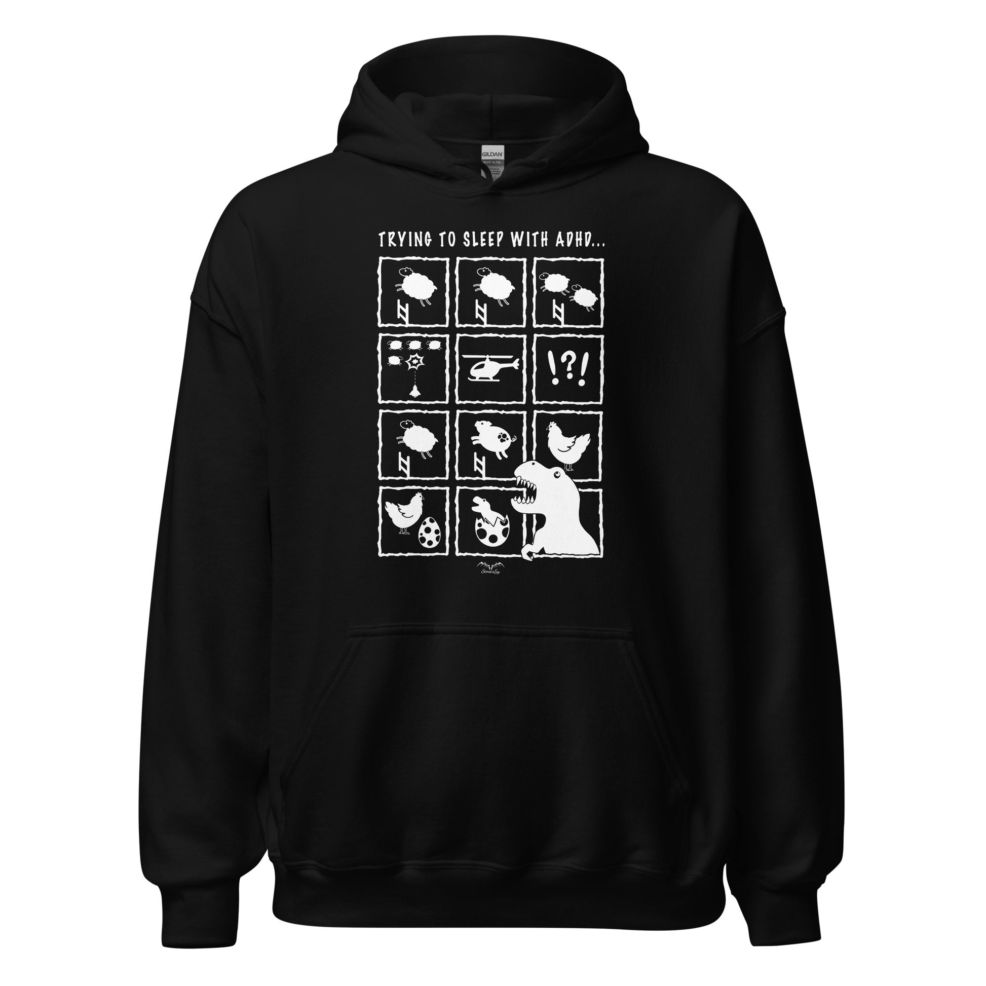 adhd insomnia hoodie by stormseye design, black