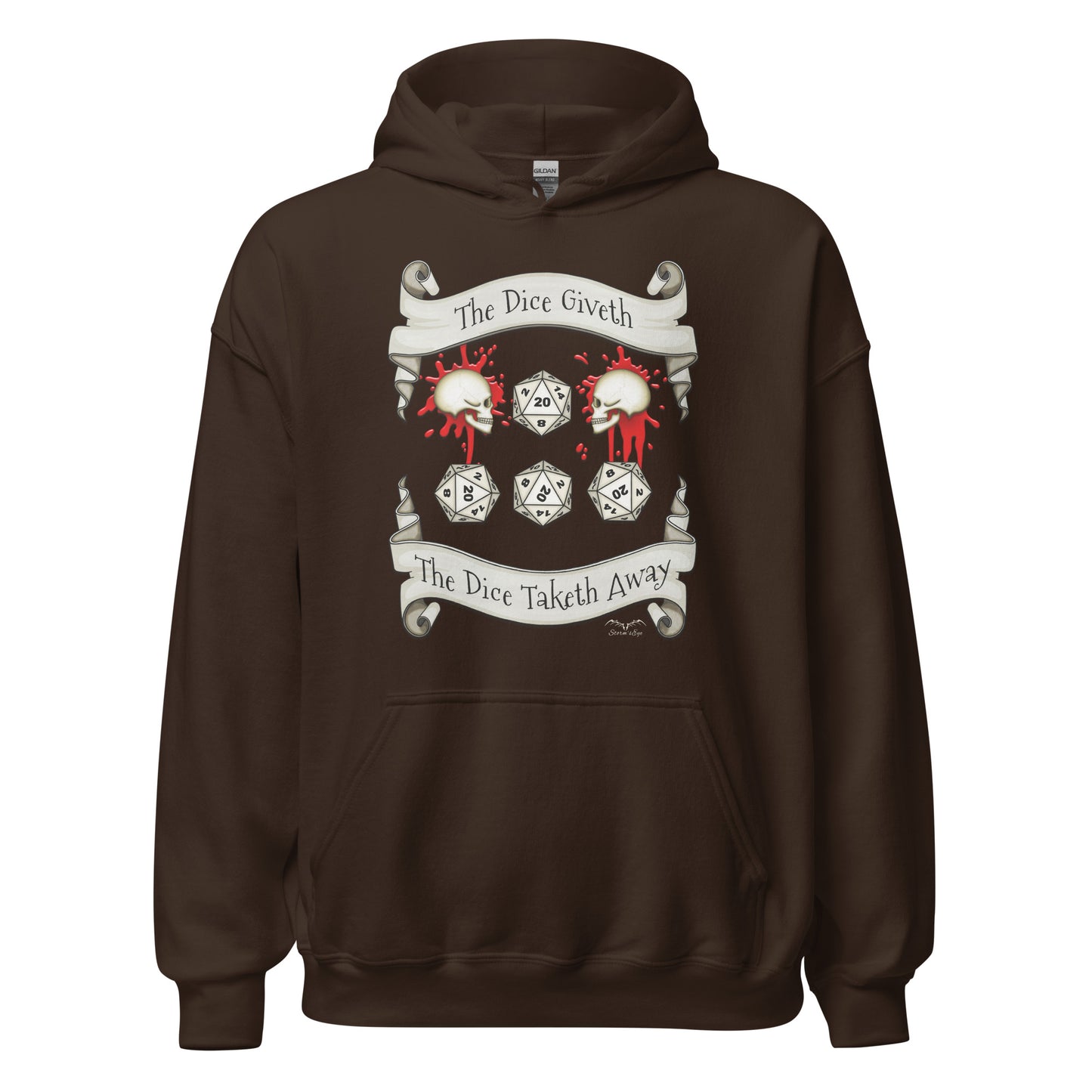 Dungeons And Dragons D20 Dice roll hoodie brown by stormseye design