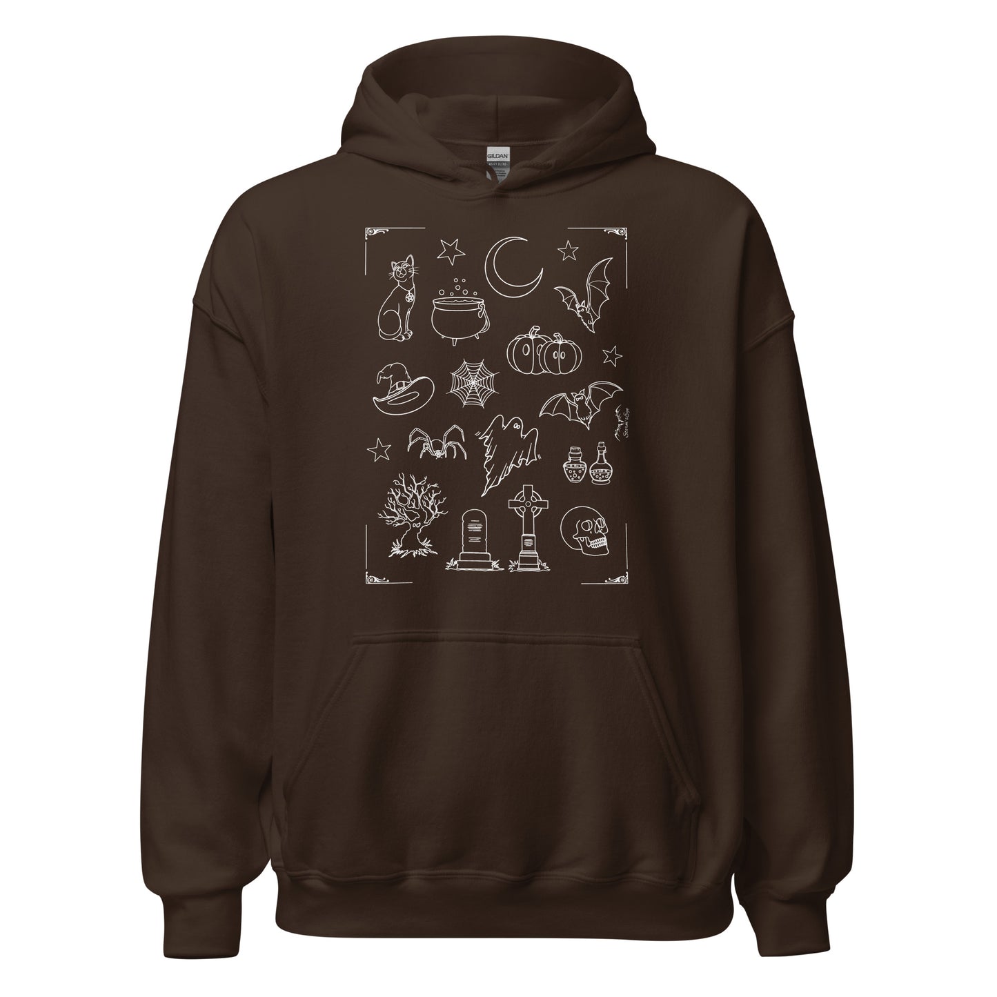 stormseye design halloween vibe hoodie flat view brown