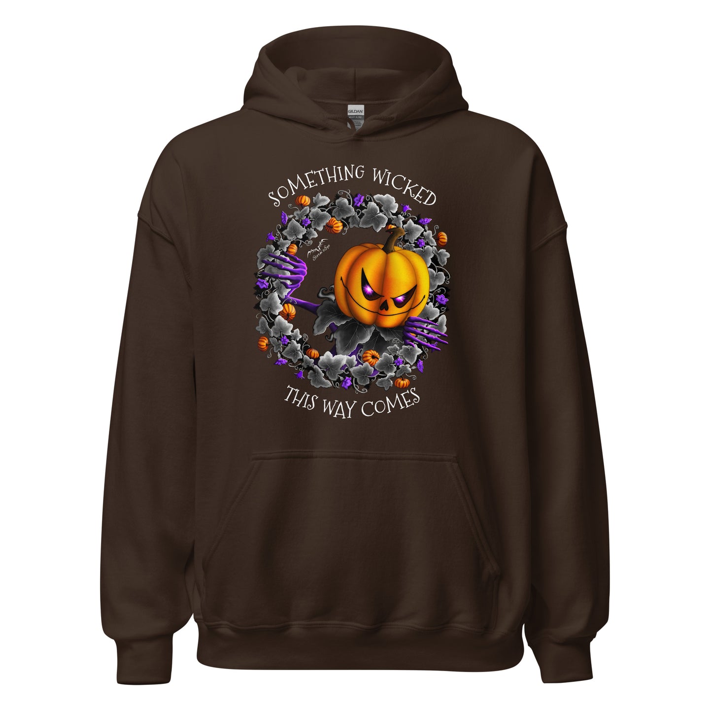 stormseye design pumpkin king halloween hoodie flat view brown