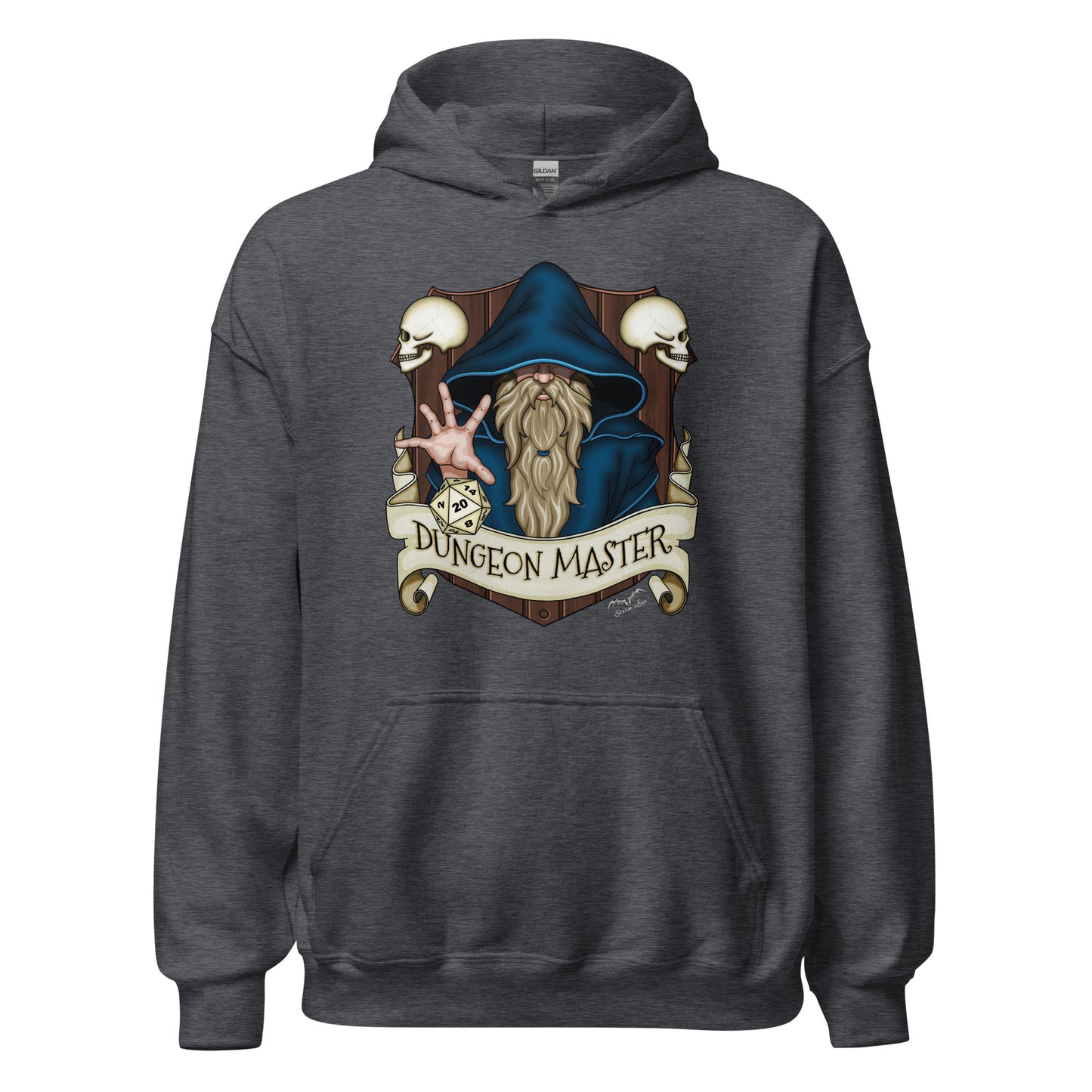 dungeon master DnD hoodie dark grey by stormseye design