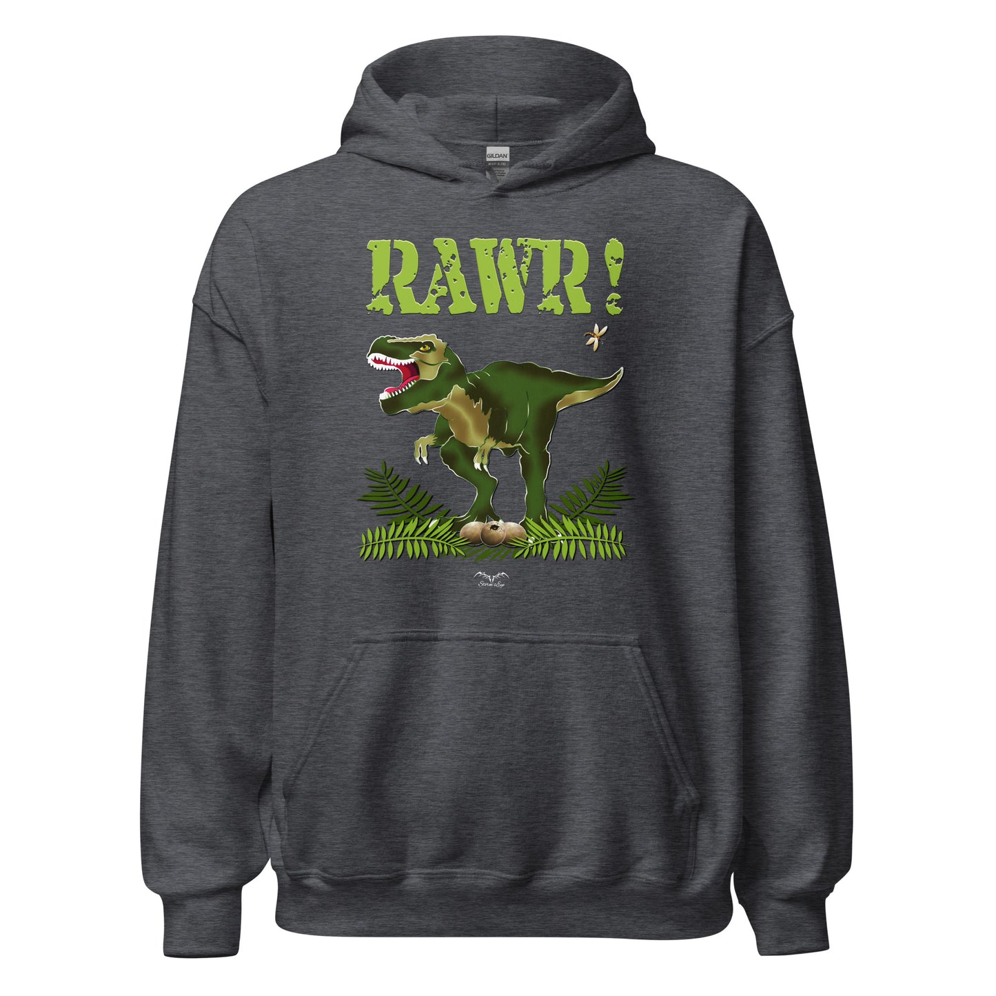 t rex dinosaur hoodie grey by stormseye design