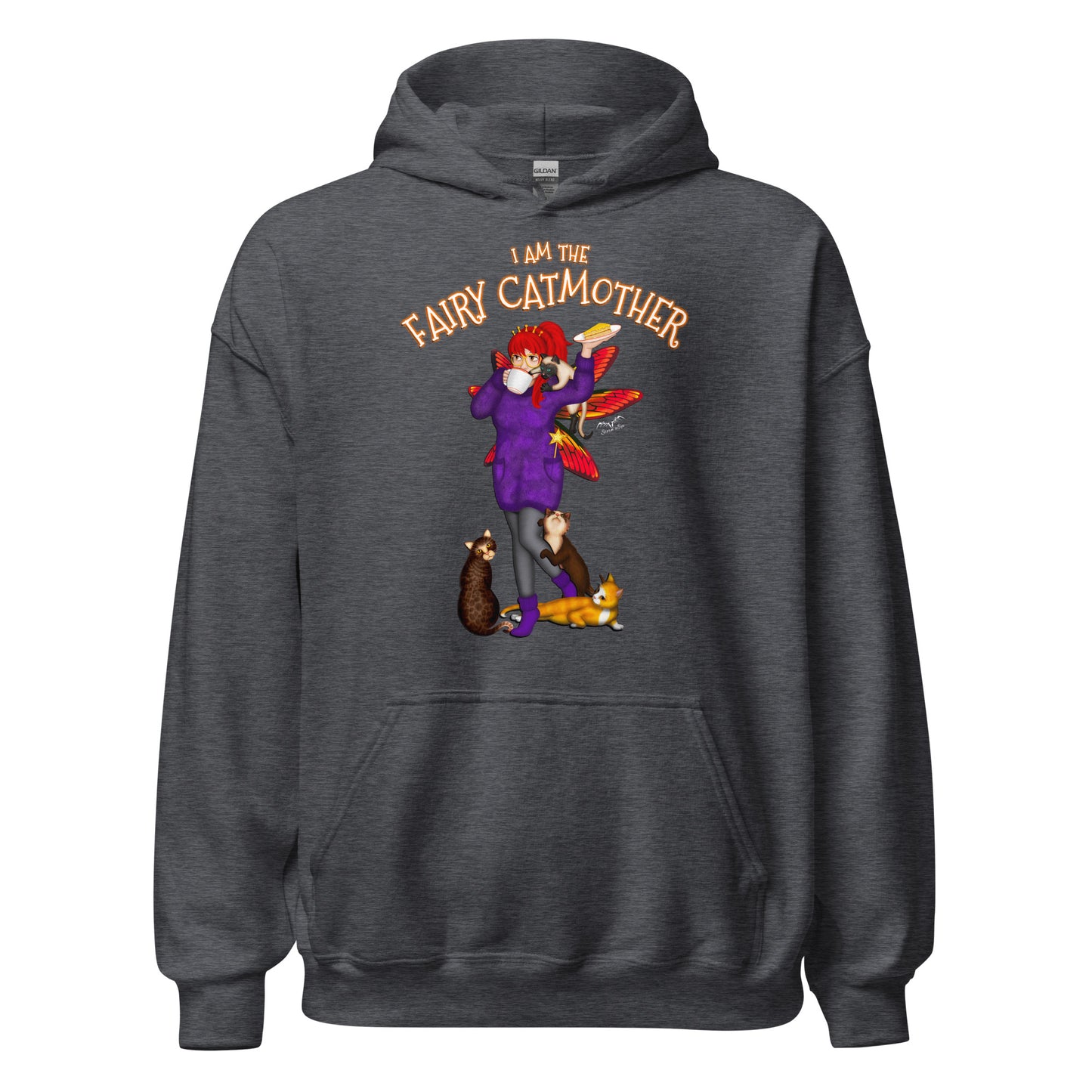 fairy cat mother hoodie for mum, grey, by stormseye design