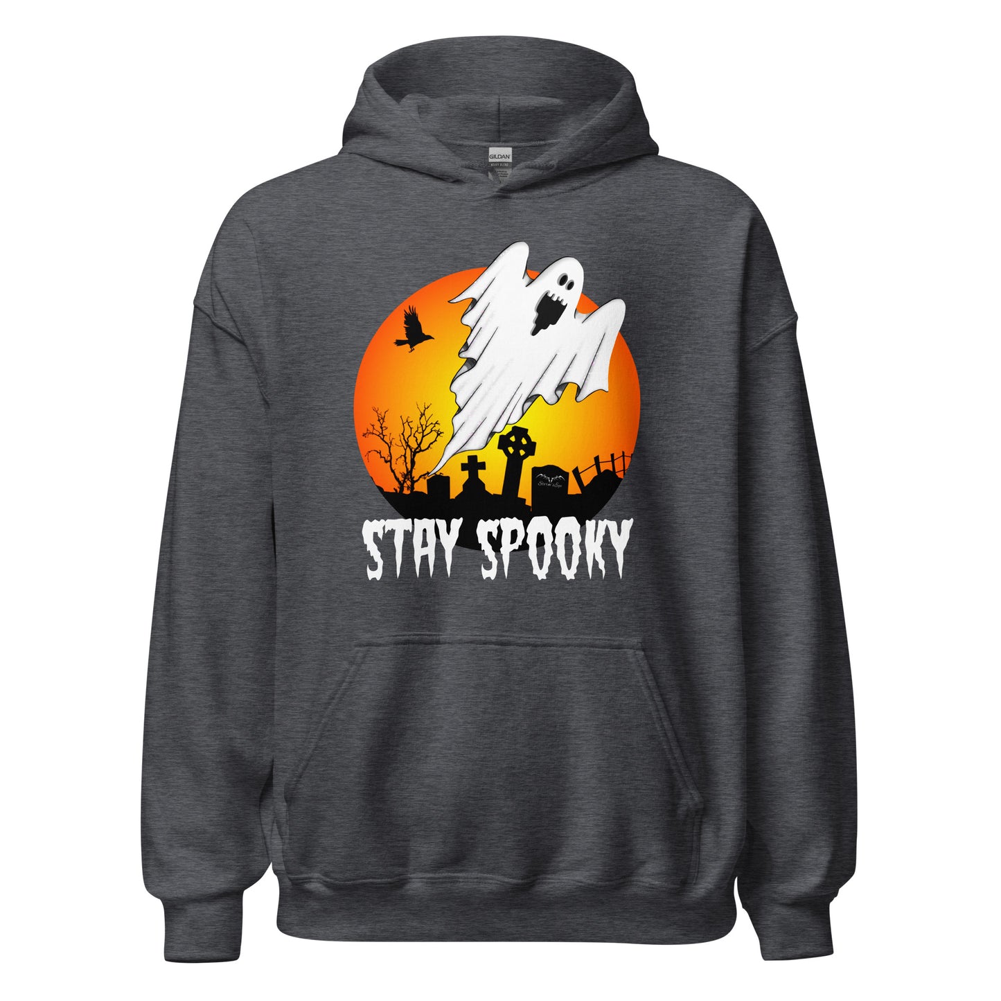 stormseye design stay spooky halloween hoodie flat view dark heather