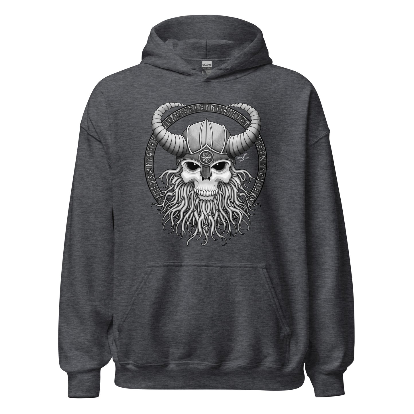 Viking Skull Hoodie | Nordic Runes Pullover | Fantasy Sweater | 8 Colours