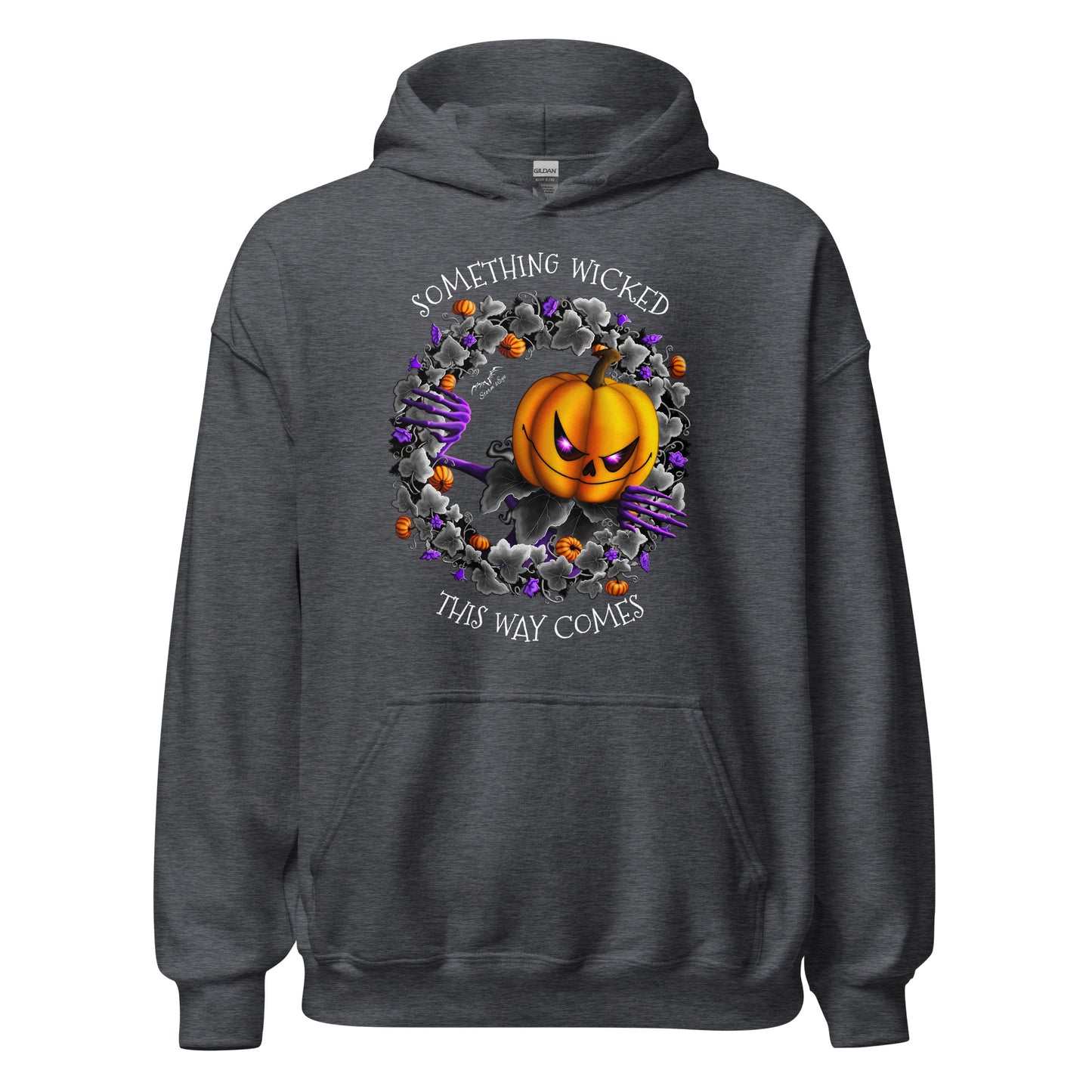 stormseye design pumpkin king halloween hoodie flat view dark heather