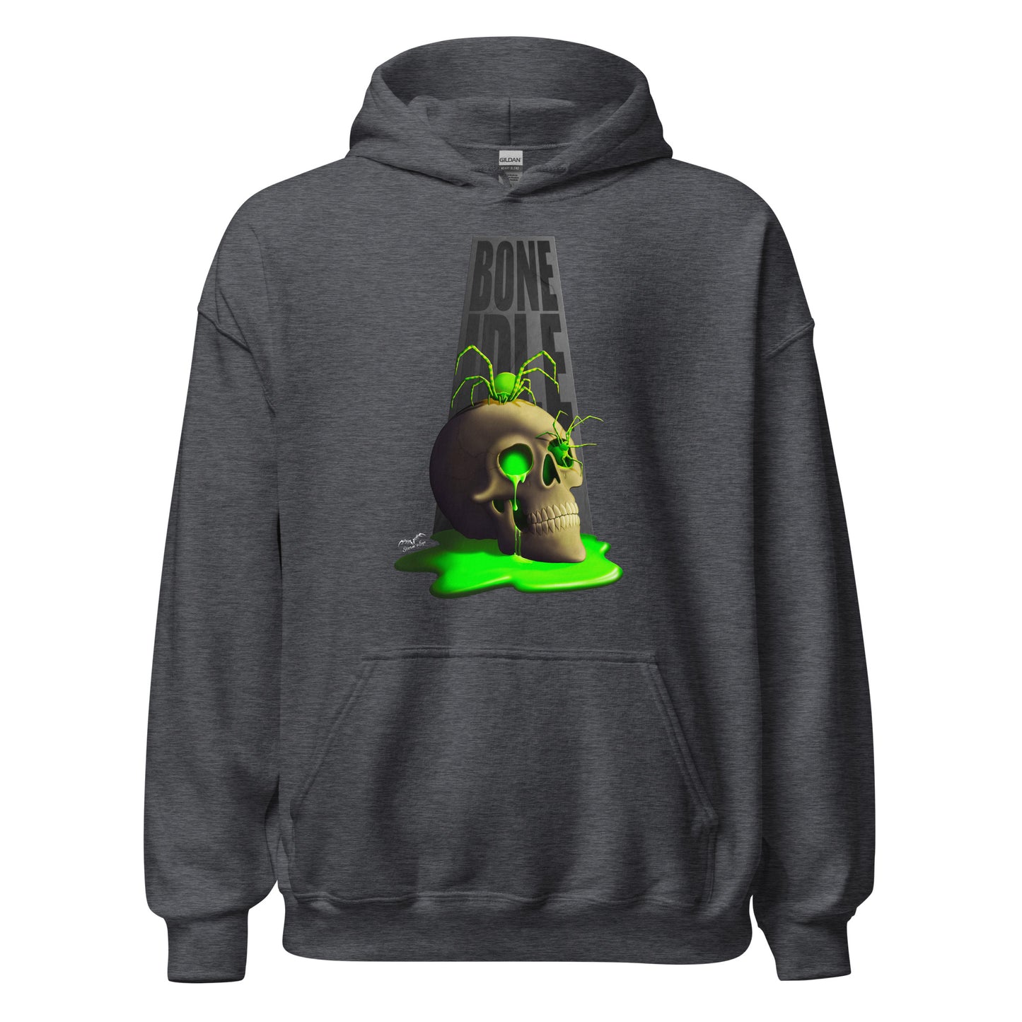 Bone Idle Skull And Spiders Hoodie | Gothic Horror Nuclear Waste Sweater | 7 Colours