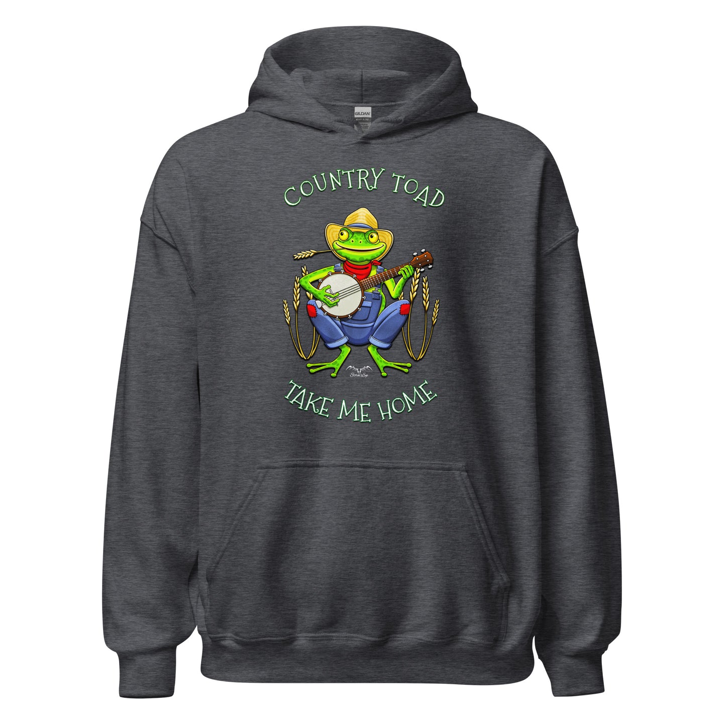stormseye design country toad hoodie flat view dark heather