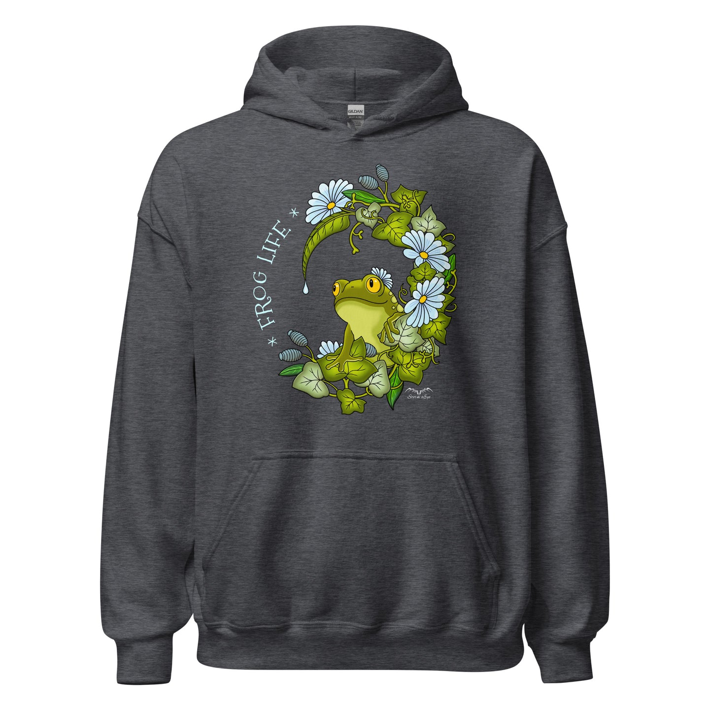 stormseye design frog life hoodie flat view dark heather