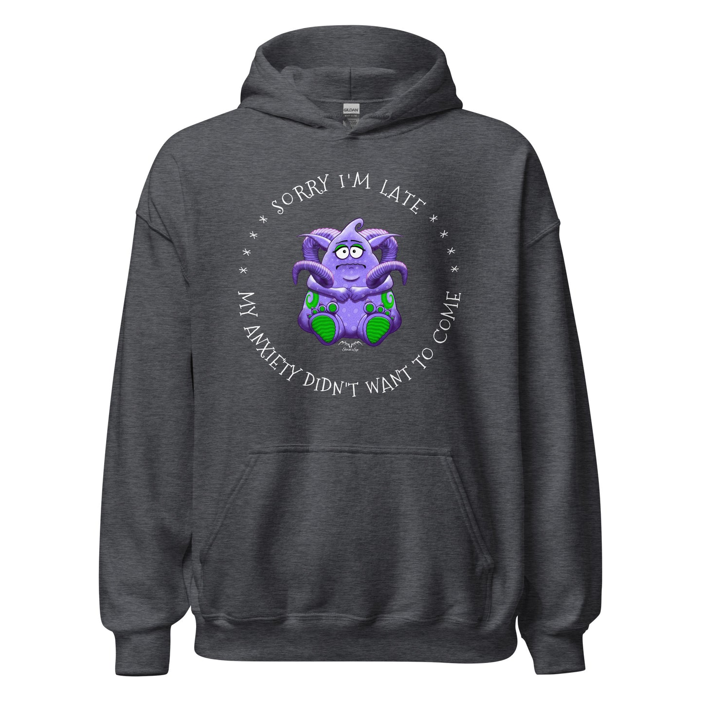 anxiety monster hoodie by stormseye design, dark heather