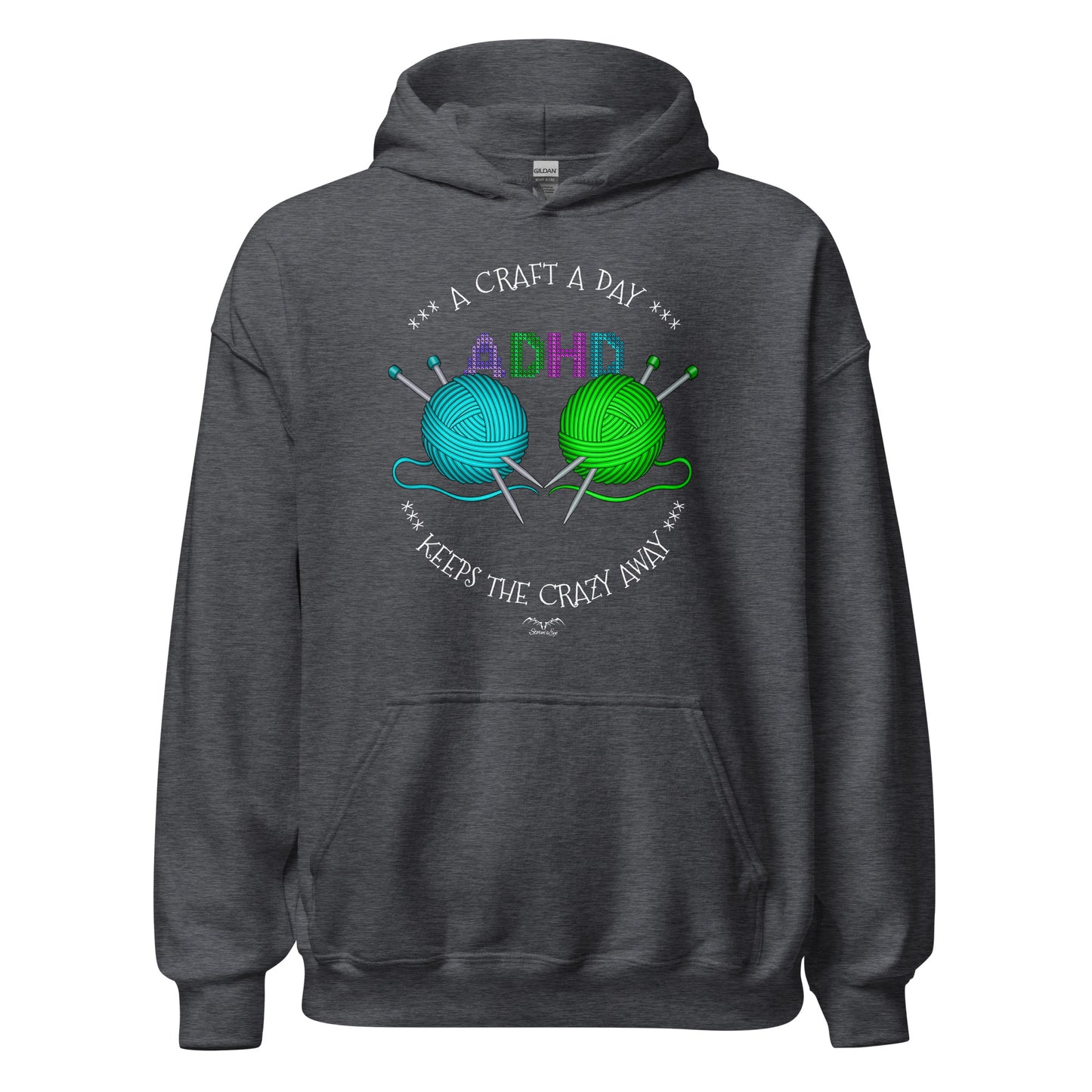 ADHD crafting hoodie by Stormseye Design dark heather