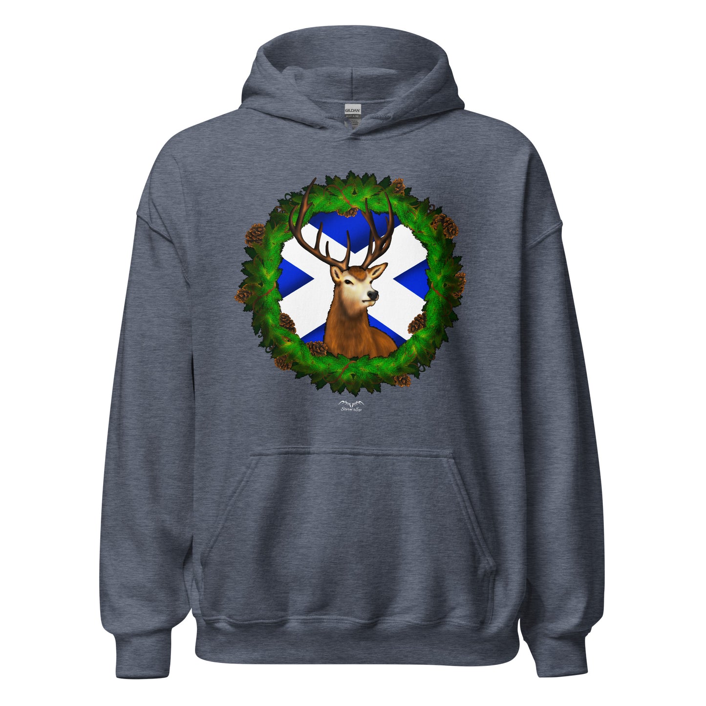 stag and saltire scotland Hoodie by Stormseye Design, dark heather