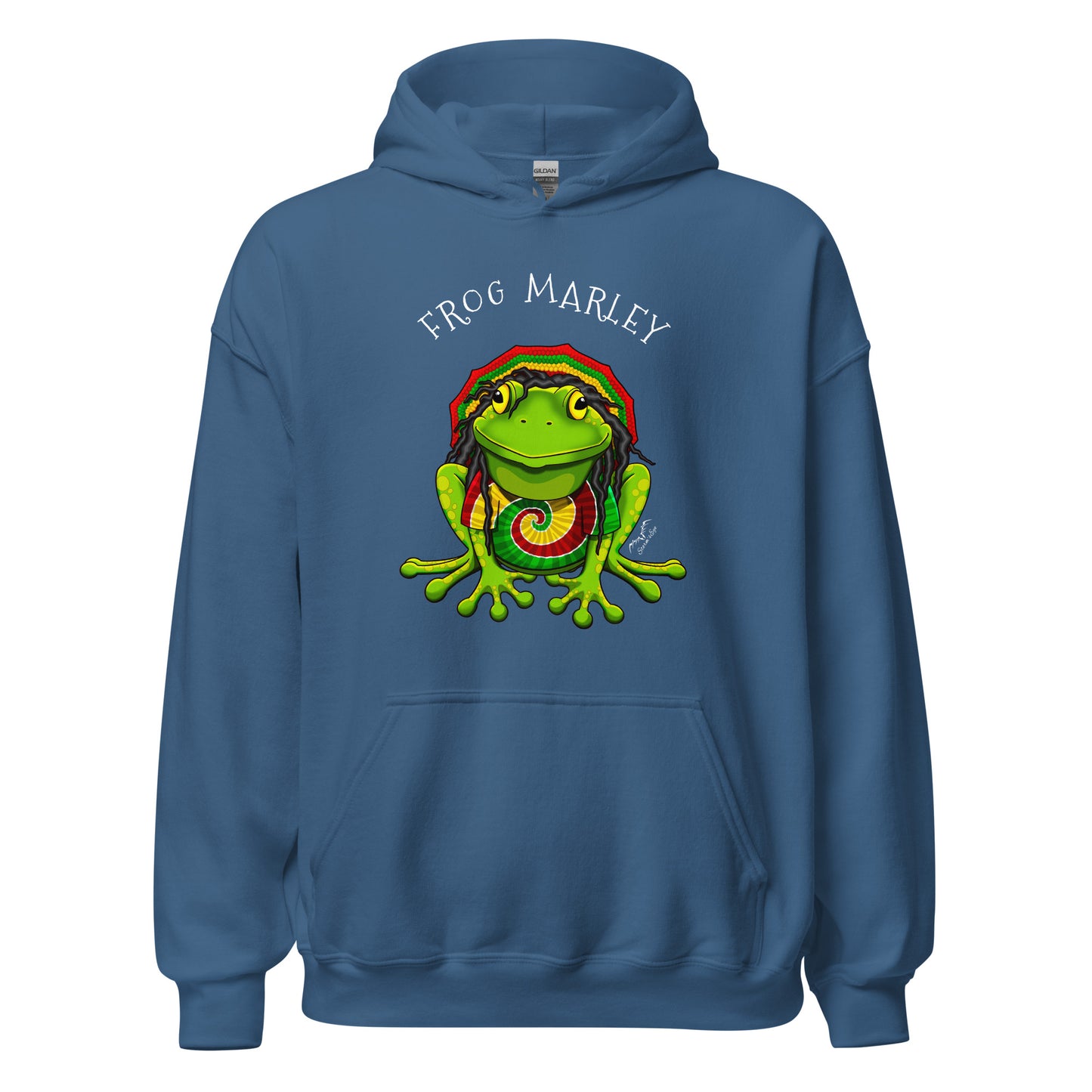 Frog Marley Rasta hoodie blue by stormseye design