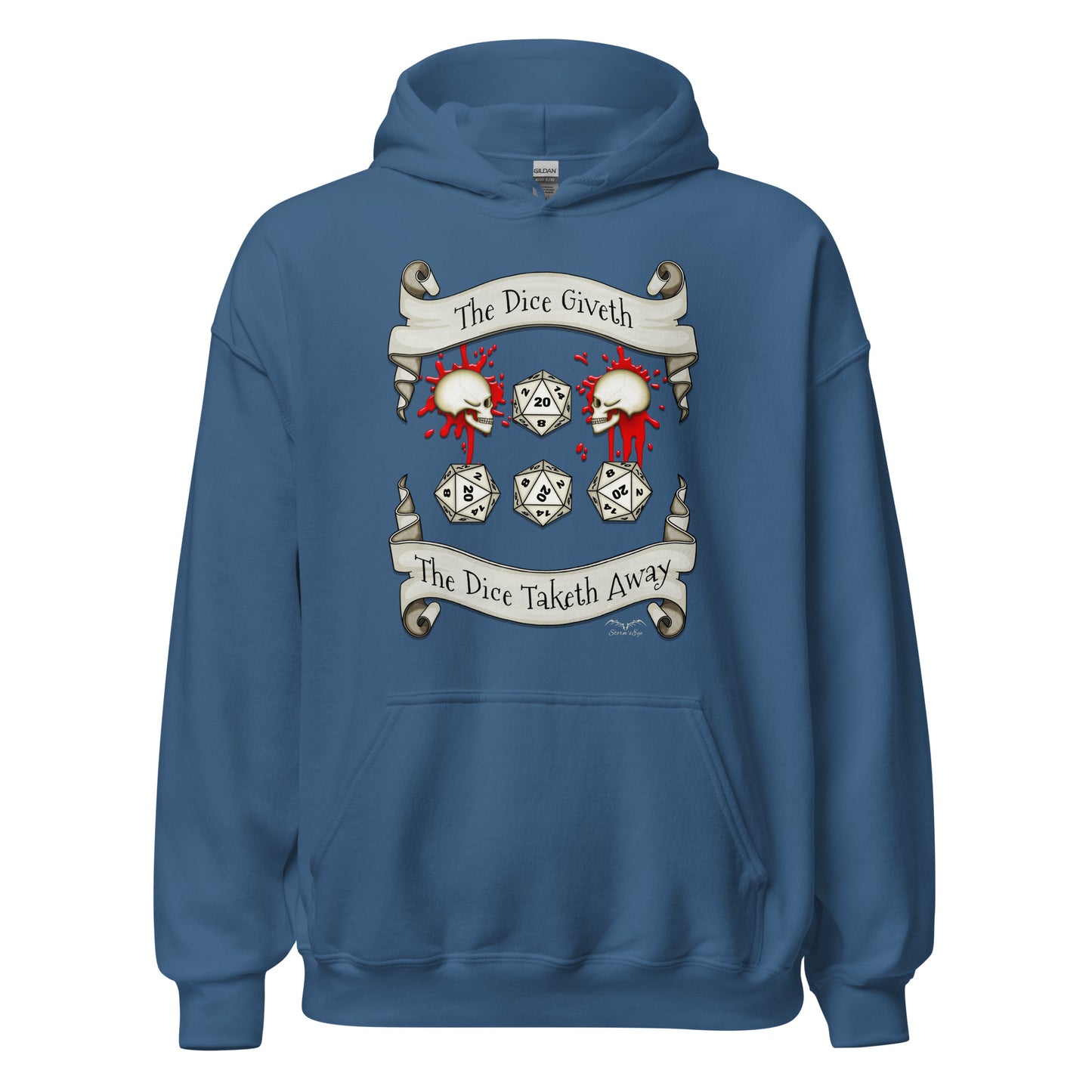 Dungeons And Dragons D20 Dice roll hoodie blue by stormseye design