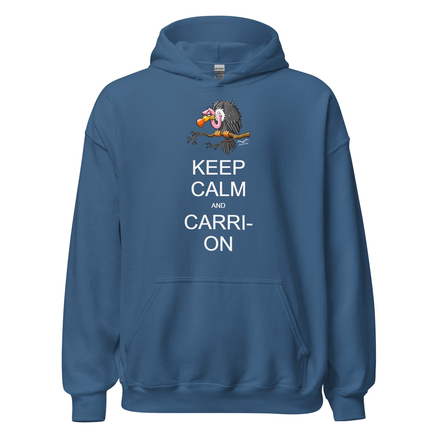 keep calm and carrion vulture hoodie blue by stormseye design