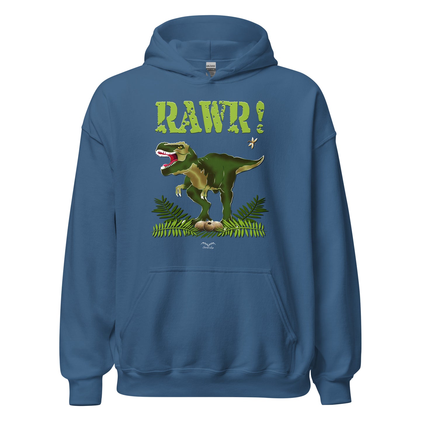 t rex dinosaur hoodie blue by stormseye design